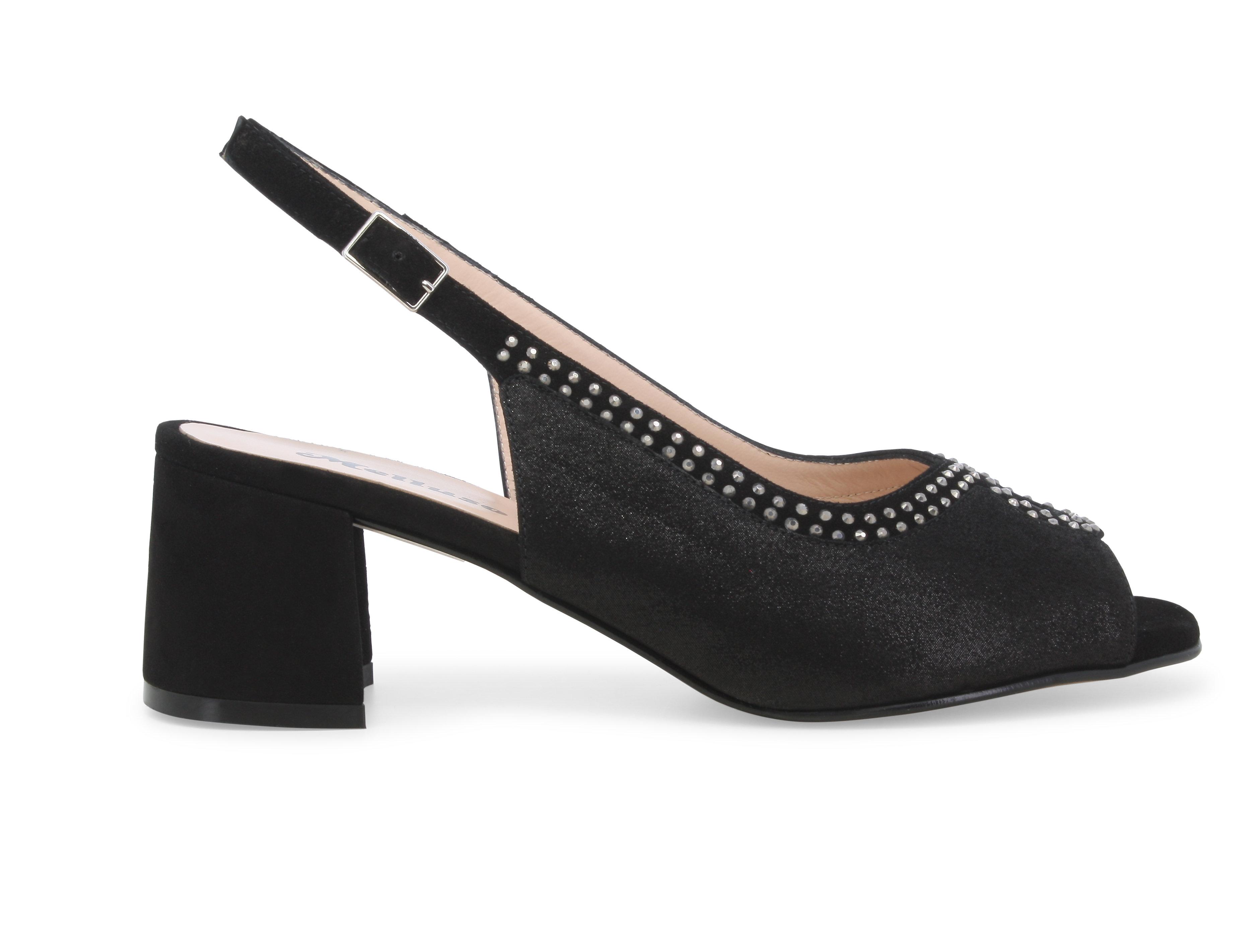 Sandalo donna comodo elegante in camoscio nero s633q 36.5