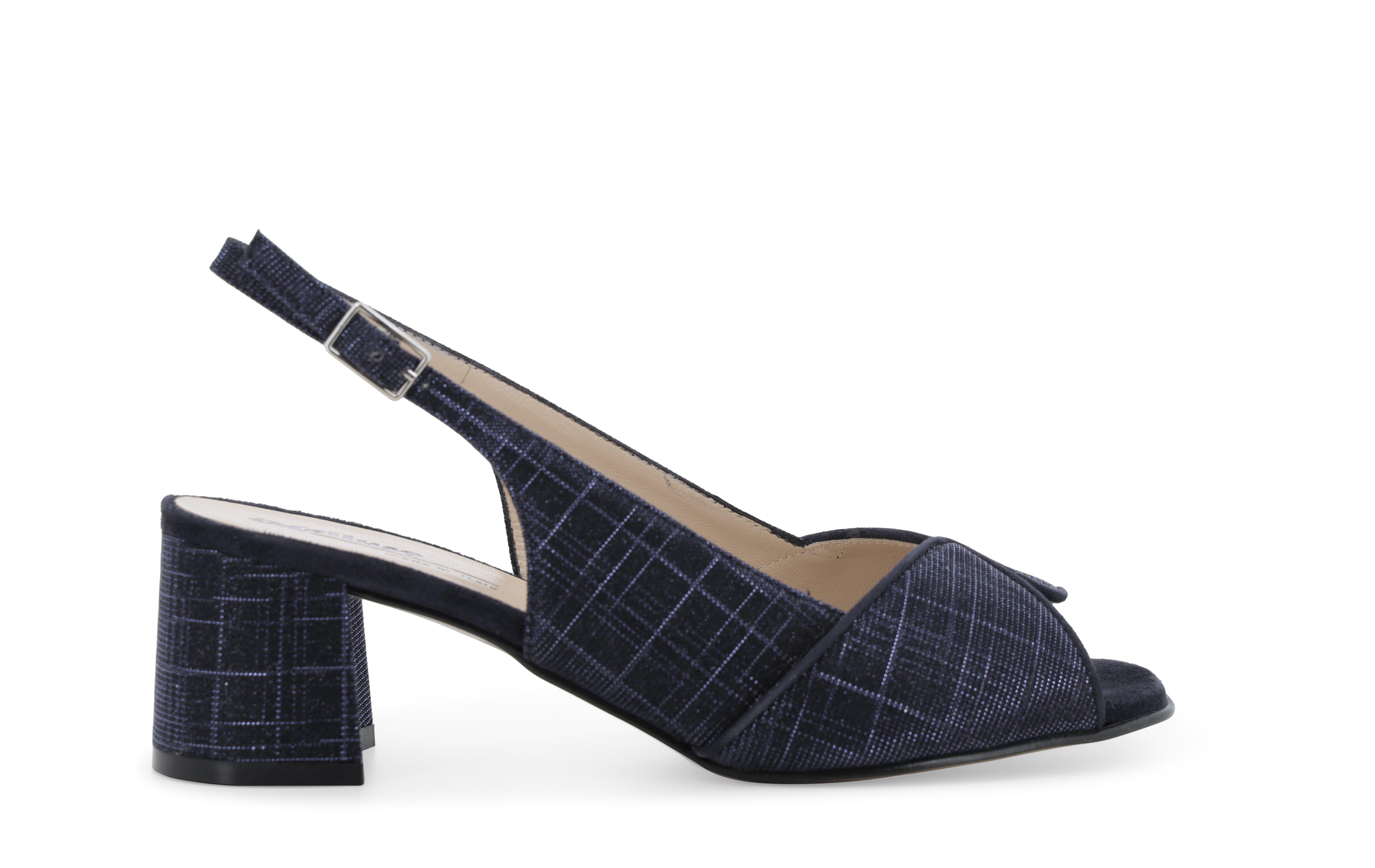 Sandalo elegante comodo in tessuto blu glitter lavorato s634q 36