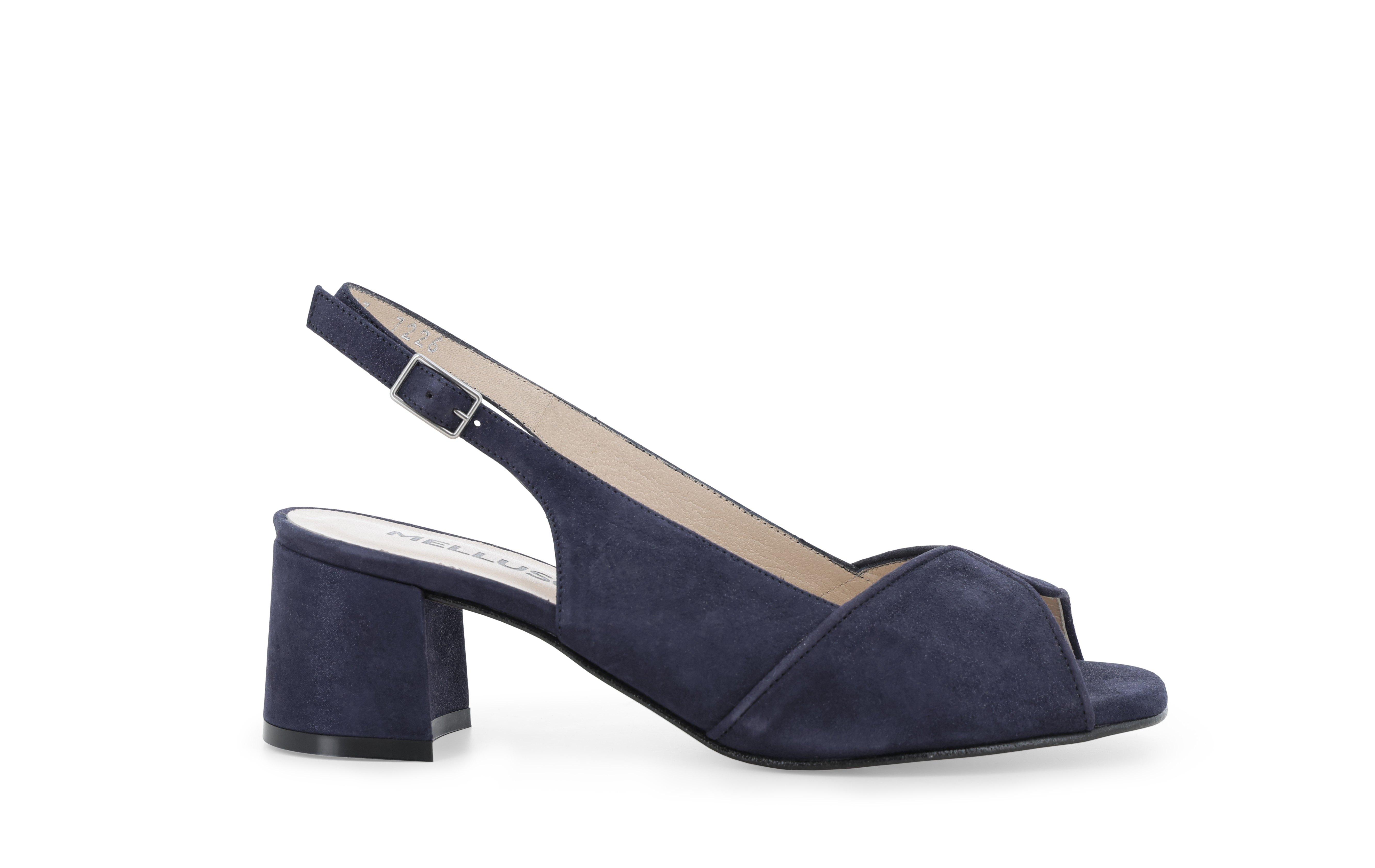 Sandalo comodo spuntato in camoscio blu navy s634q