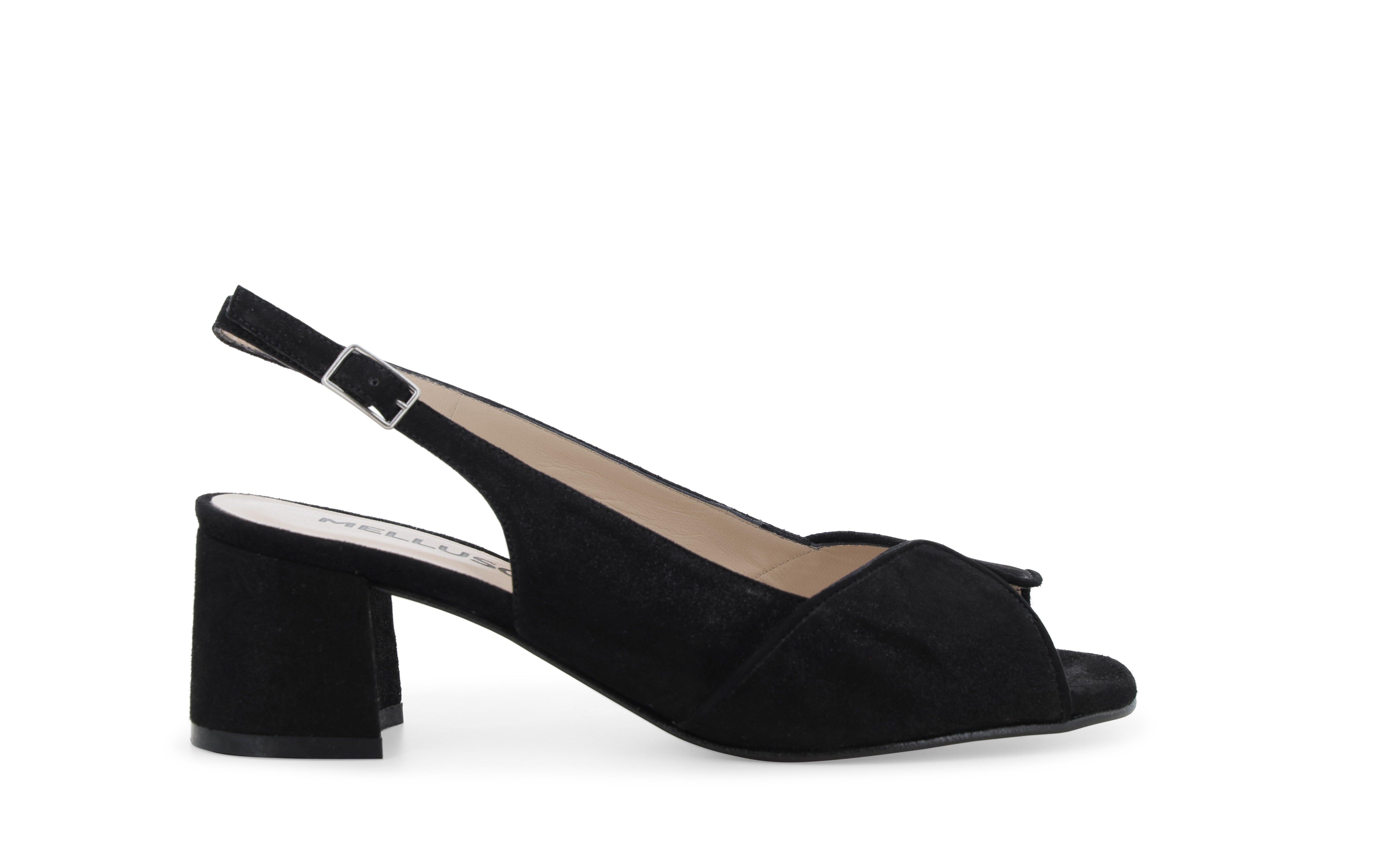 Sandalo slingback spuntato in camoscio nero s634q 36
