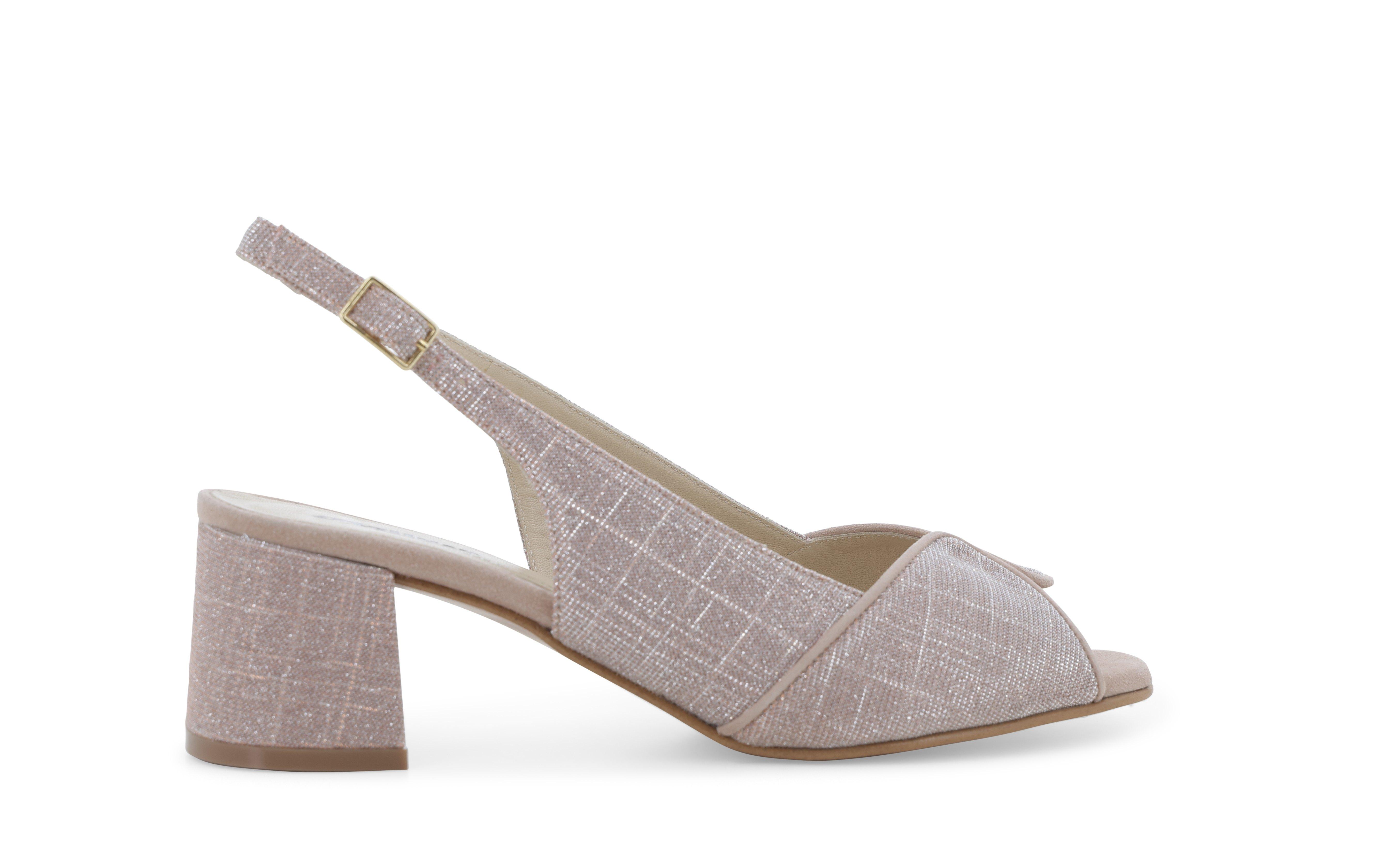 Sandalo comodo elegante in tessuto rosa antico glitterato s634q 35