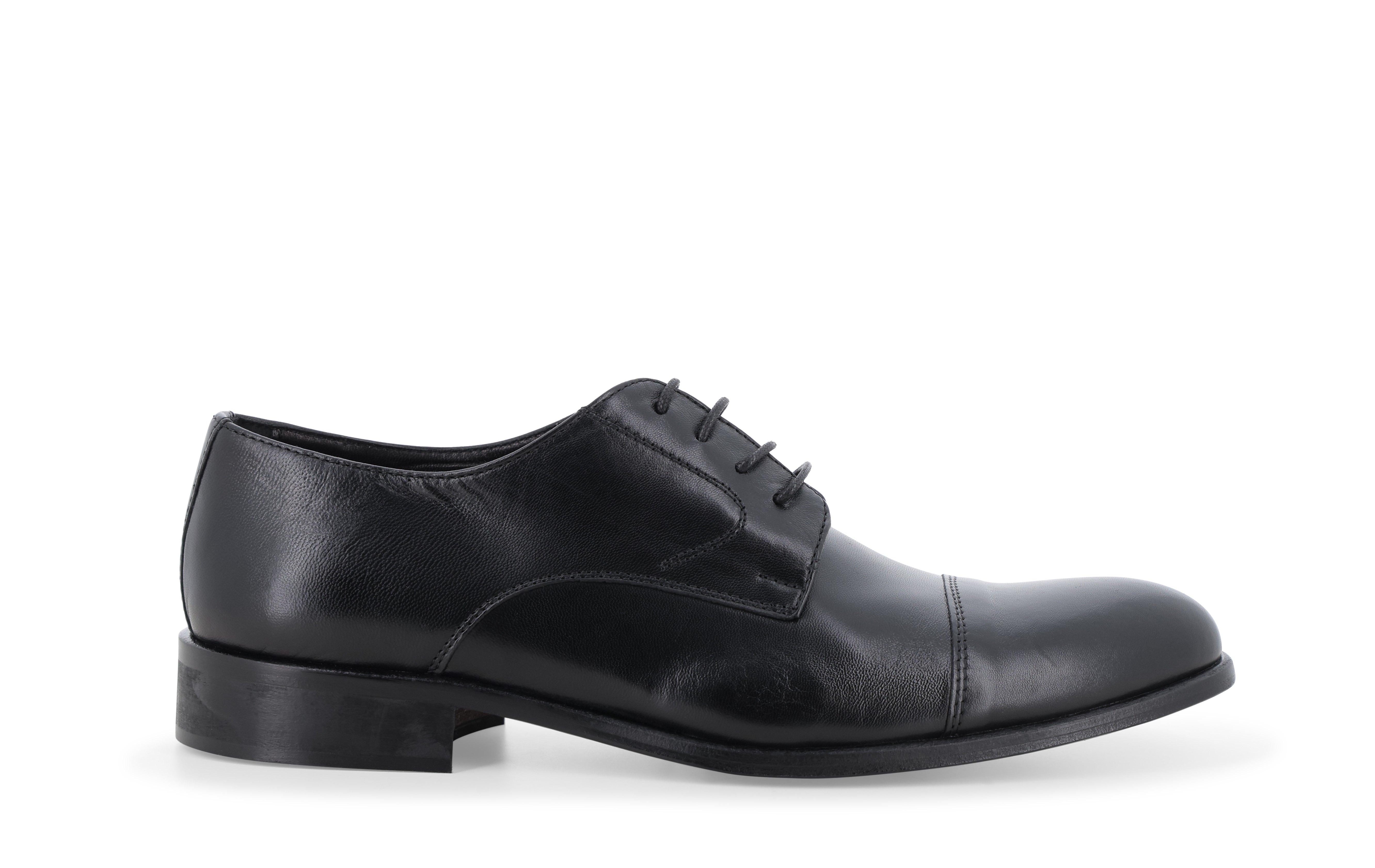 Scarpa classica uomo francesina allacciata in pelle nera strutturato u0723q 46