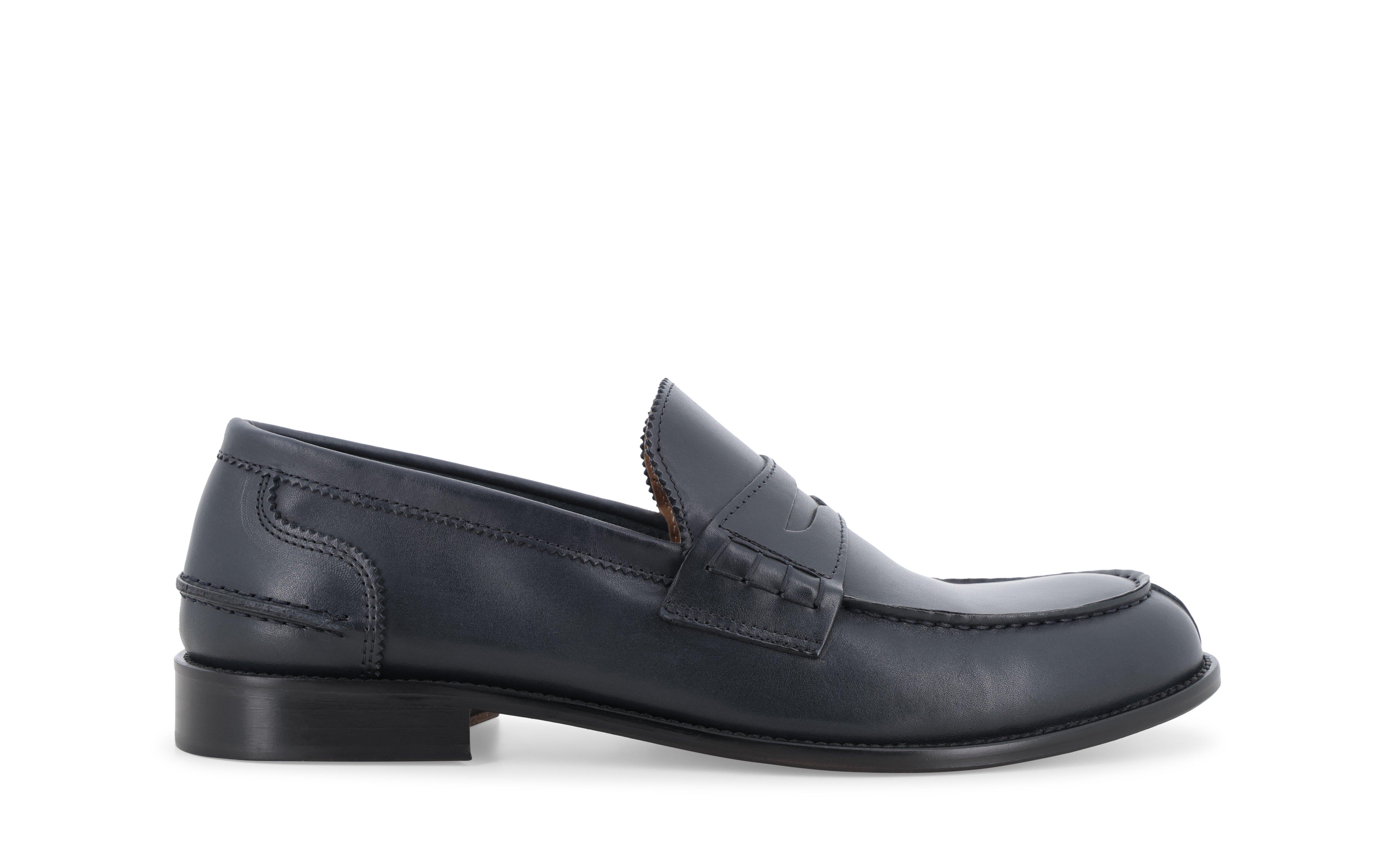 Mocassino comfort in pelle blu liscia u0890q