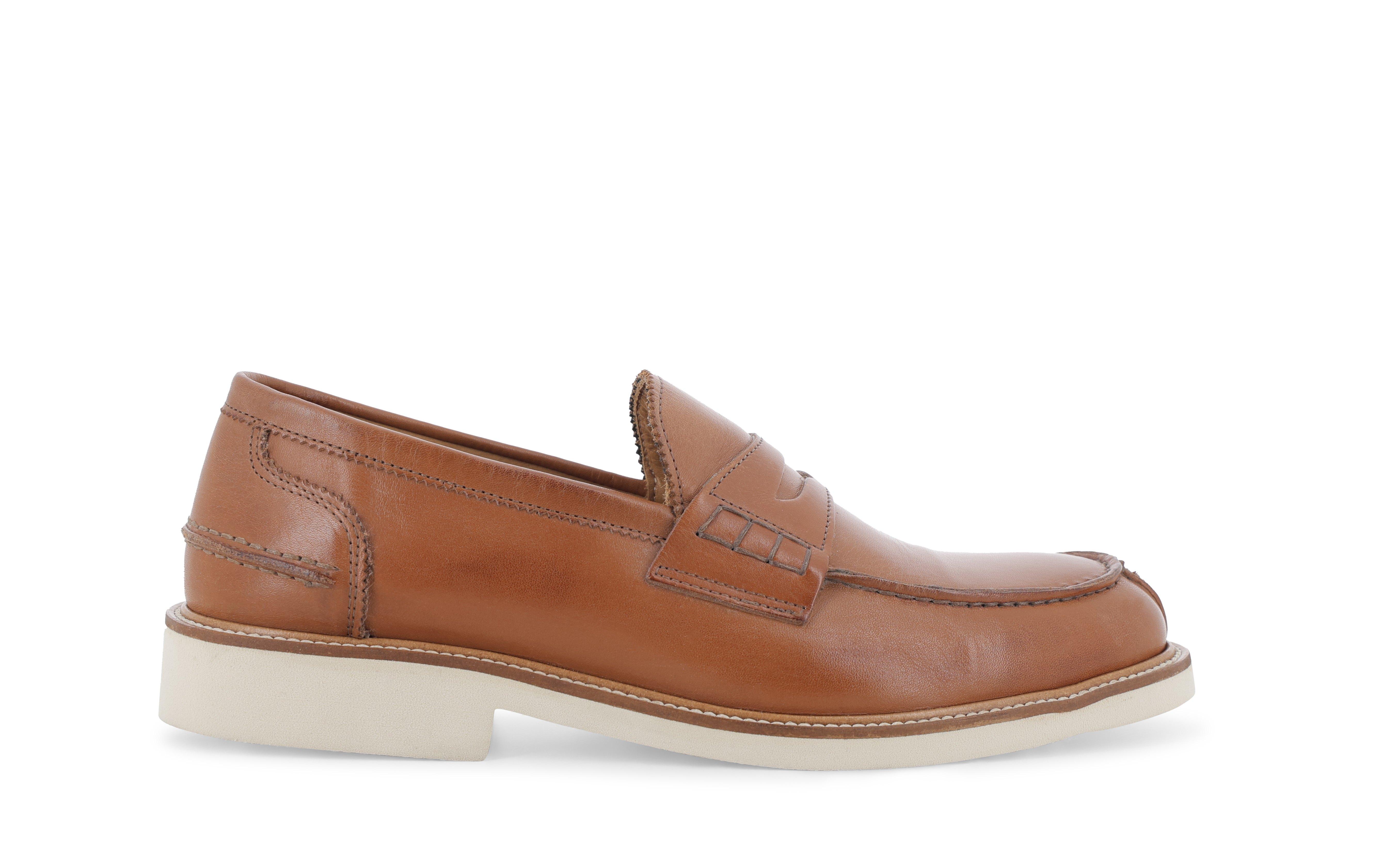 Mocassino sportivo in pelle color cuoio e suola chiara u0890q 44
