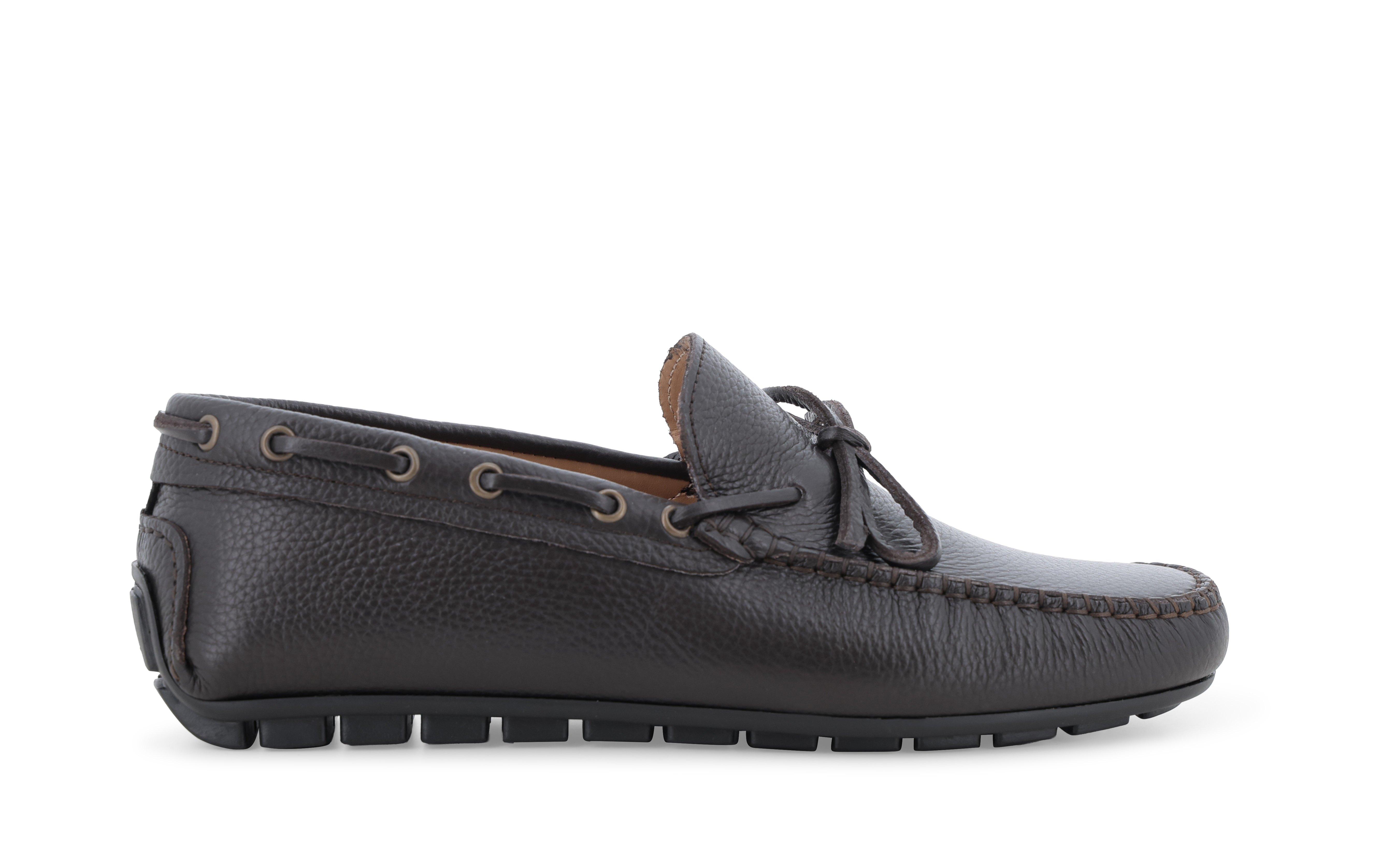 Mocassino caro shoe in pelle moro con laccetti u16007q 46