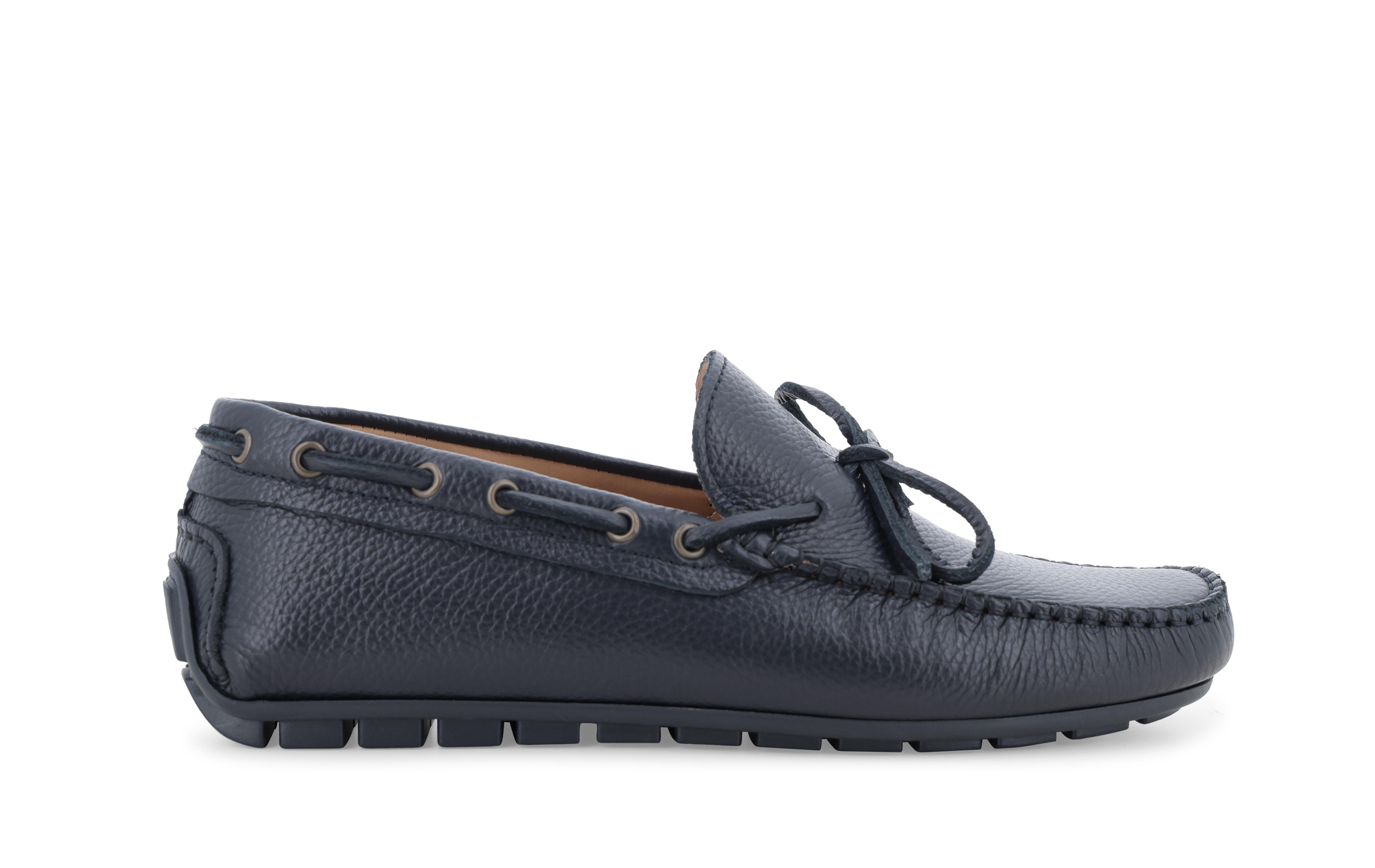 Mocassino caro shoe in camoscio blu con laccetti u16007q 40