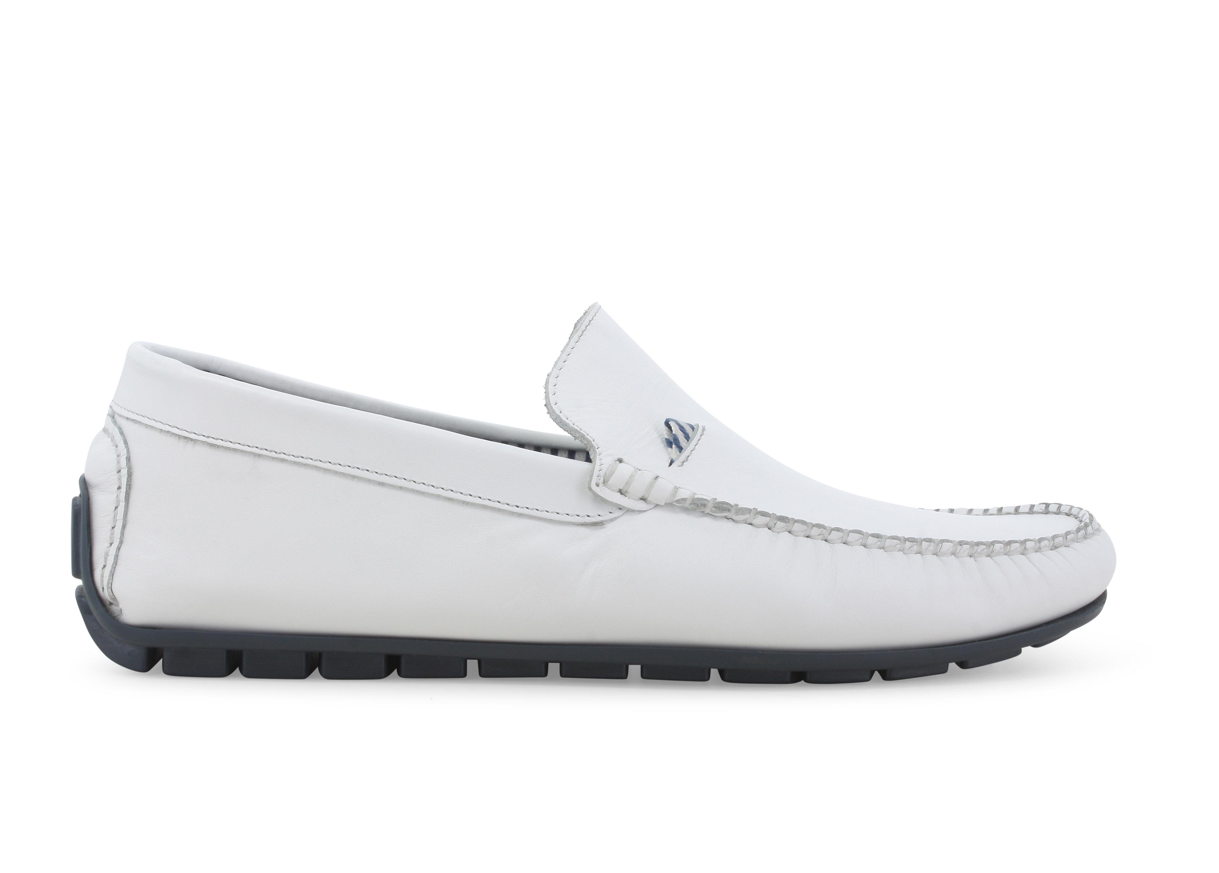 Mocassino estivo uomo in pelle bianca u16017q 44