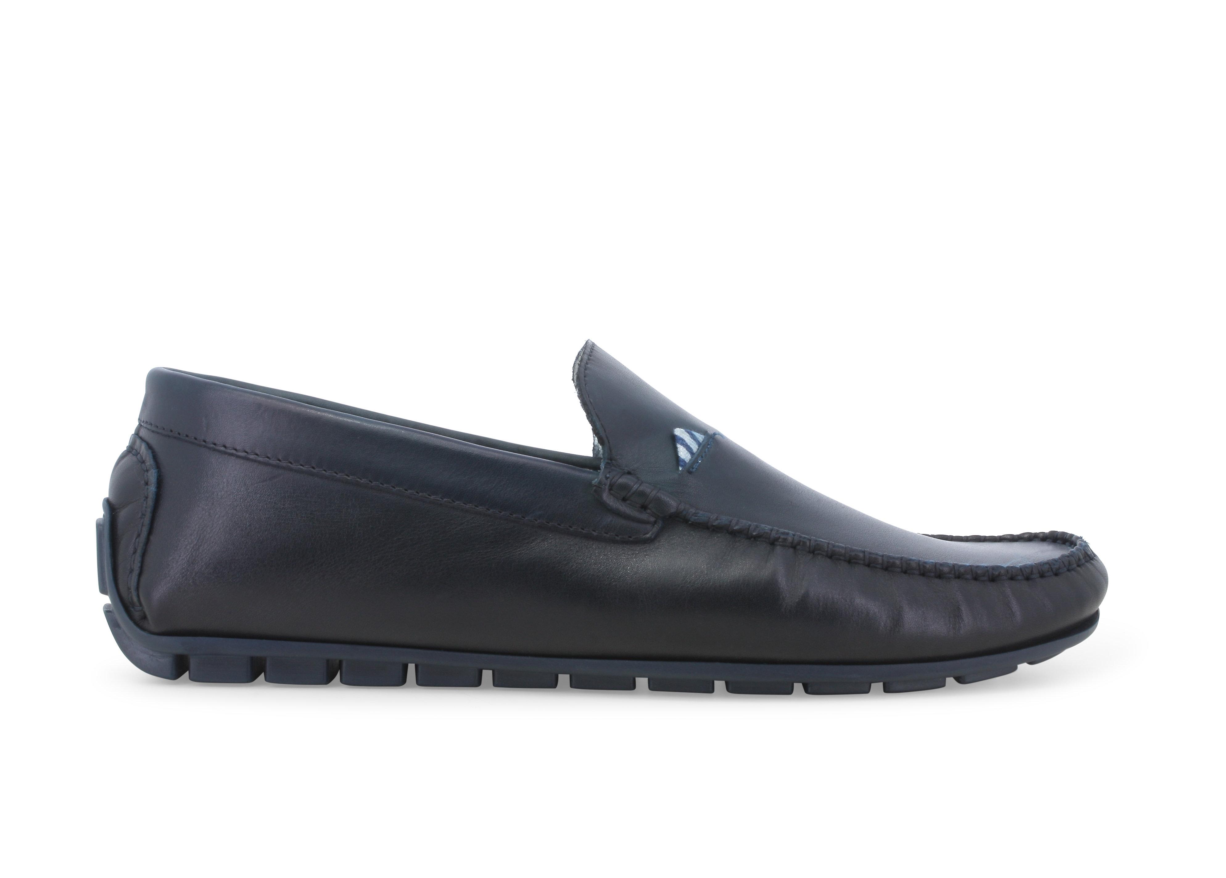 Mocassino drive uomo in pelle blu notte modello slip-on u16017q 46