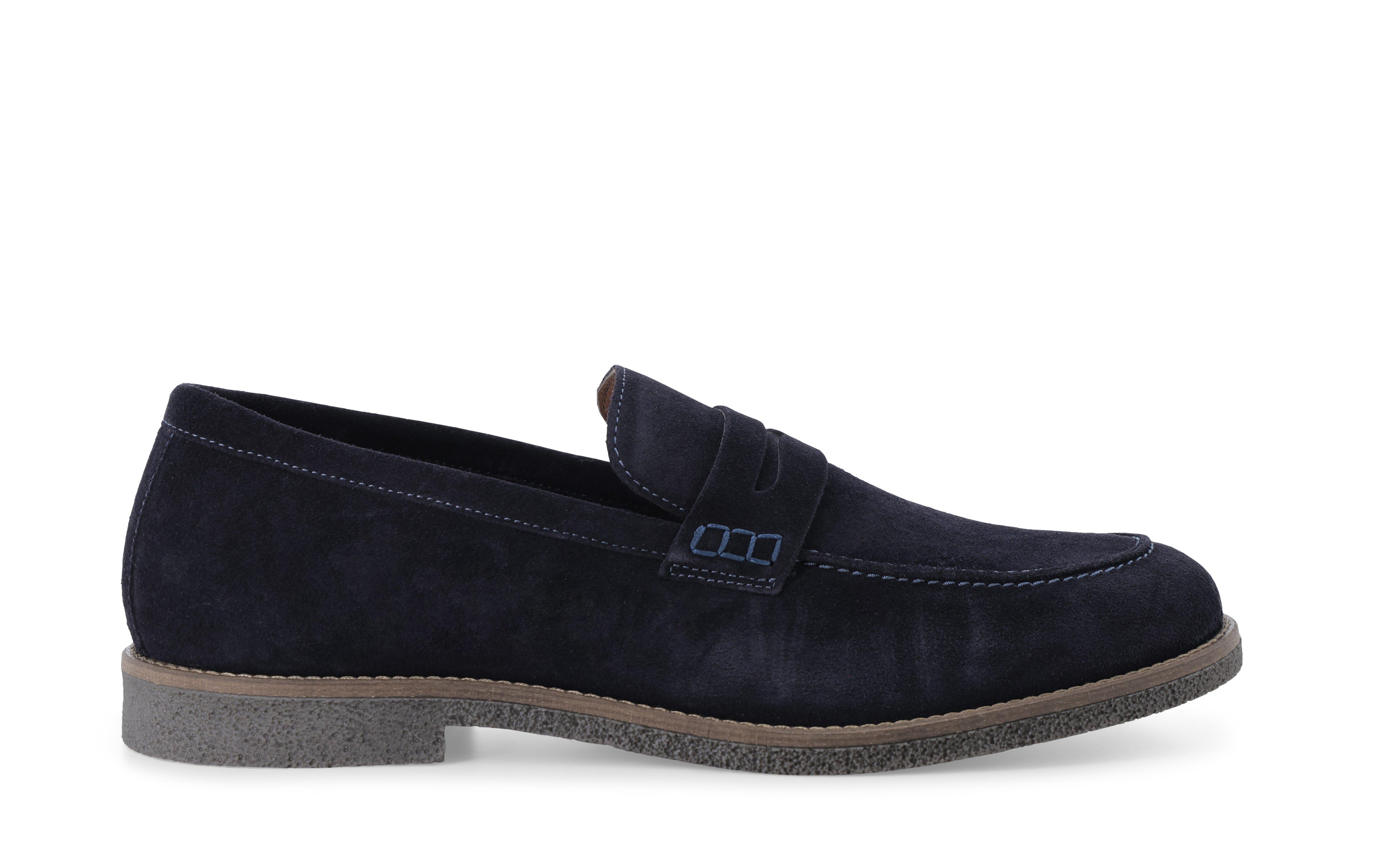 Mocassino uomo in camoscio blu navy u25008 44