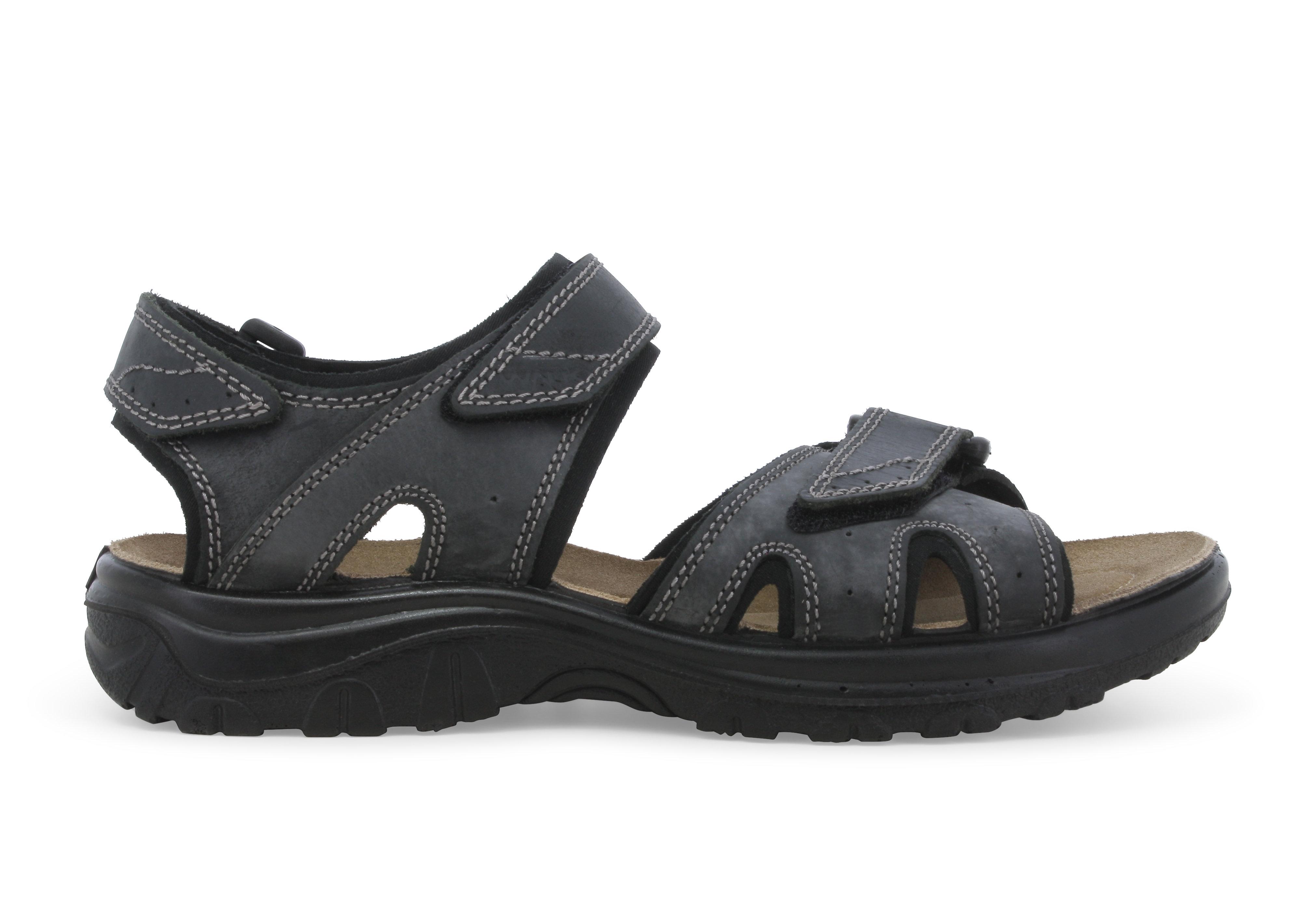 Sandalo uomo con velcro regolabile in tessuto nero u55221q 39
