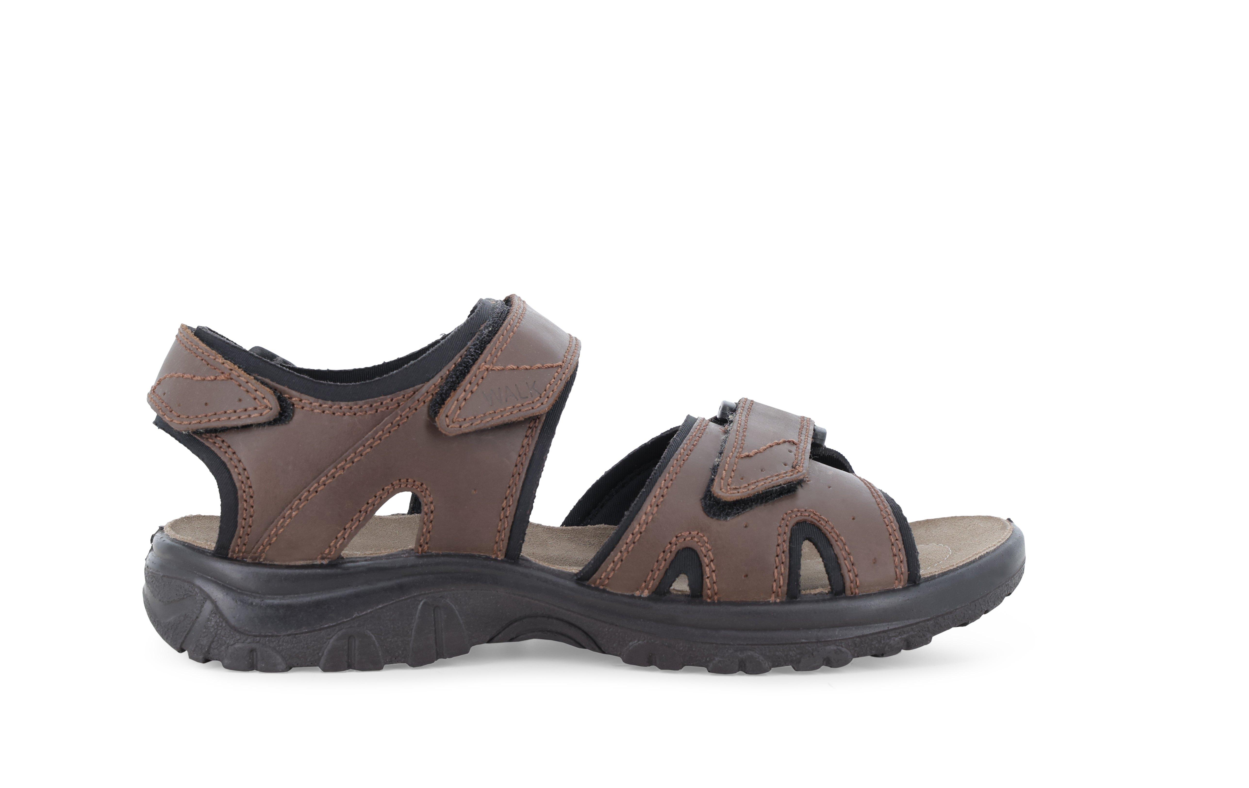 Sandalo uomo con velcro regolabile in tessuto marrone u55221q 43