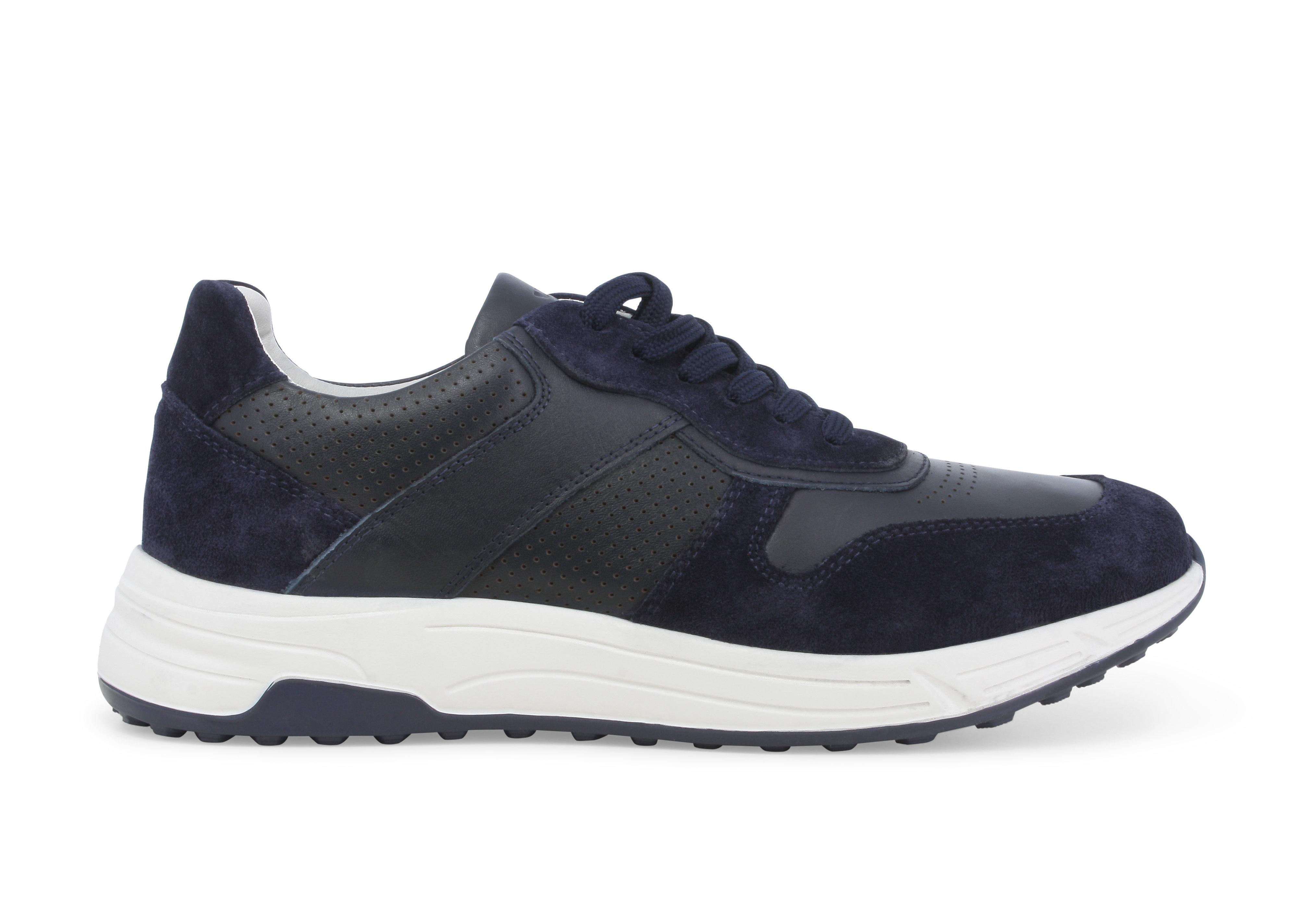 Sneakers sportiva in camoscio e pelle blu navy u56034q 45
