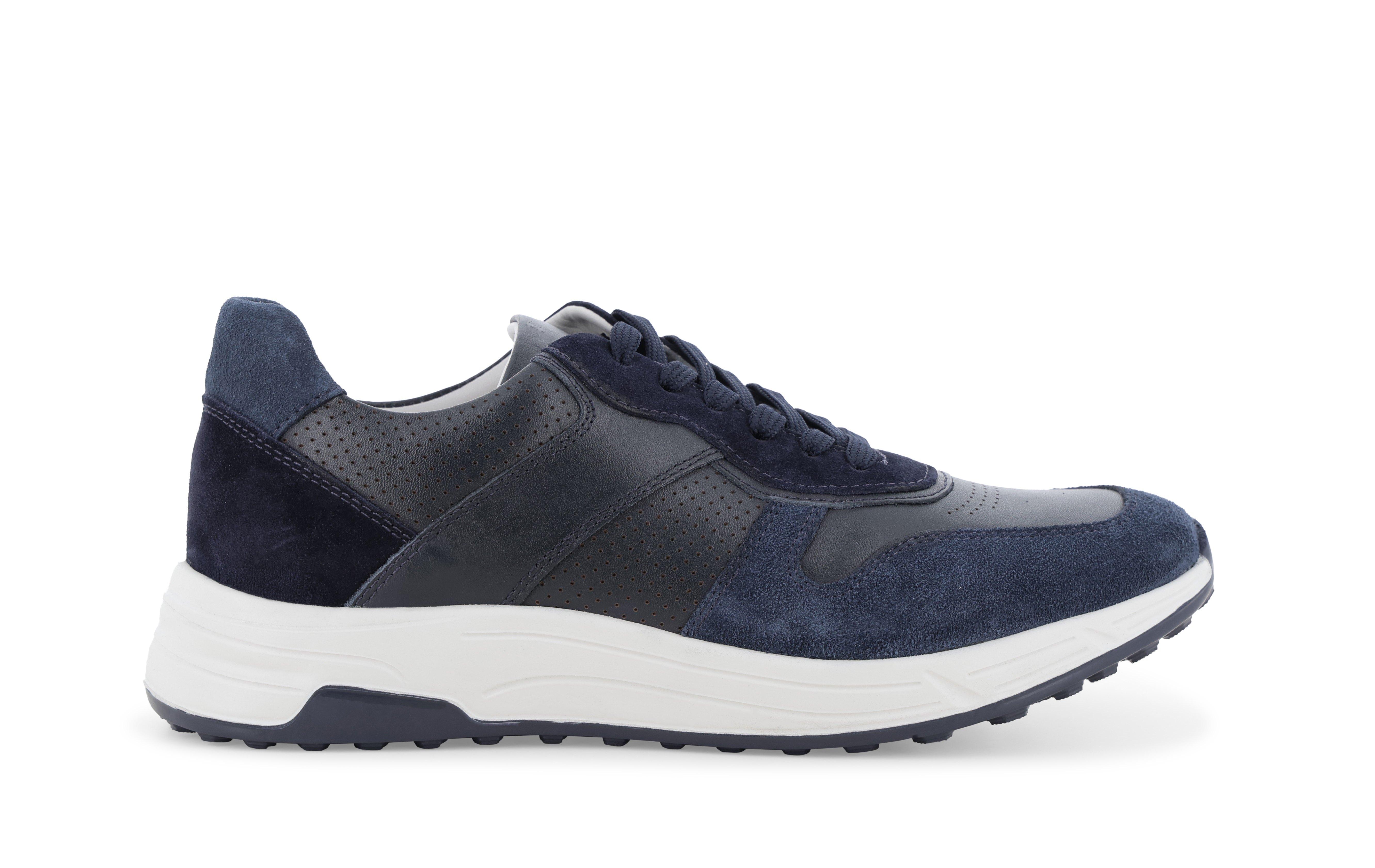Sneakers sportiva blu navy in camoscio e pelle traforata u56034q 42