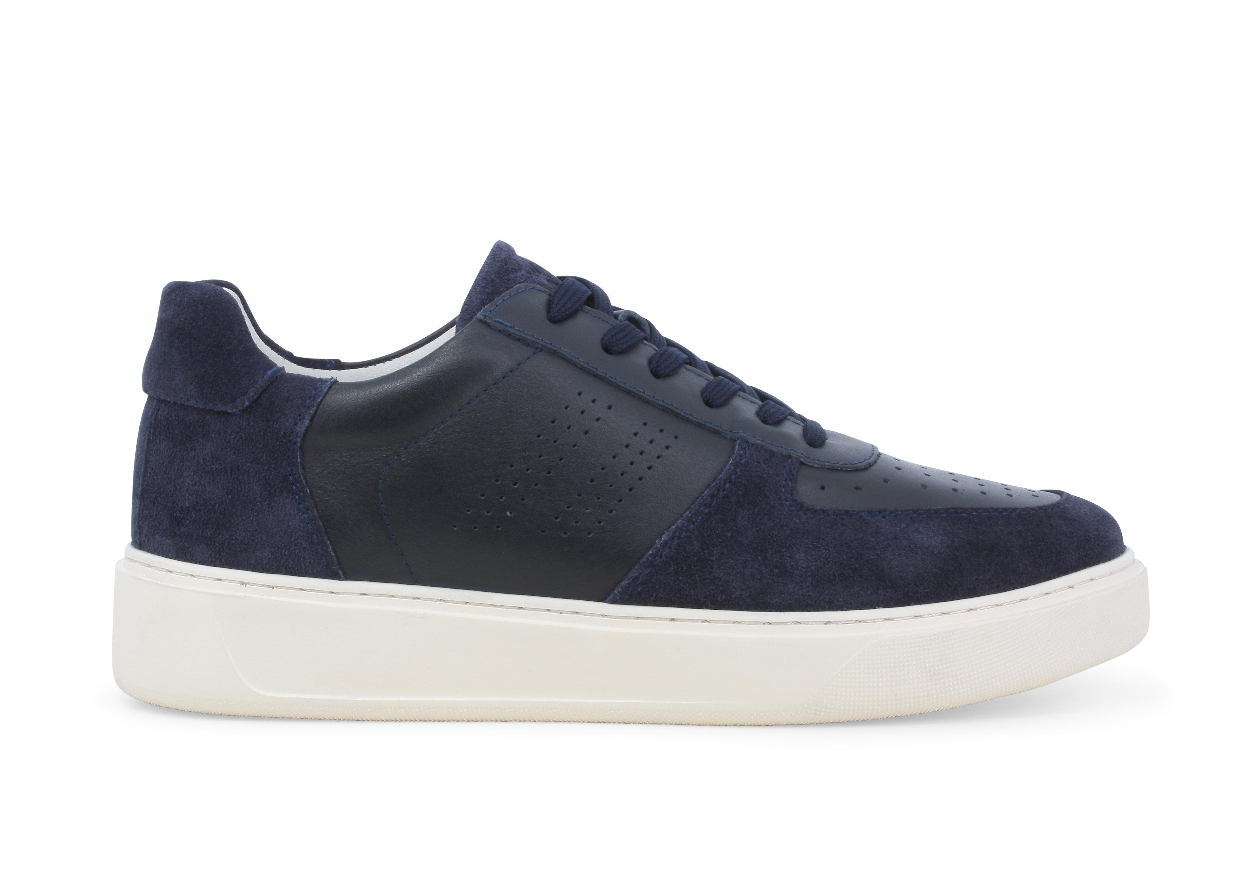 Sneaker casual blu navy in pelle e camoscio u56037q 40
