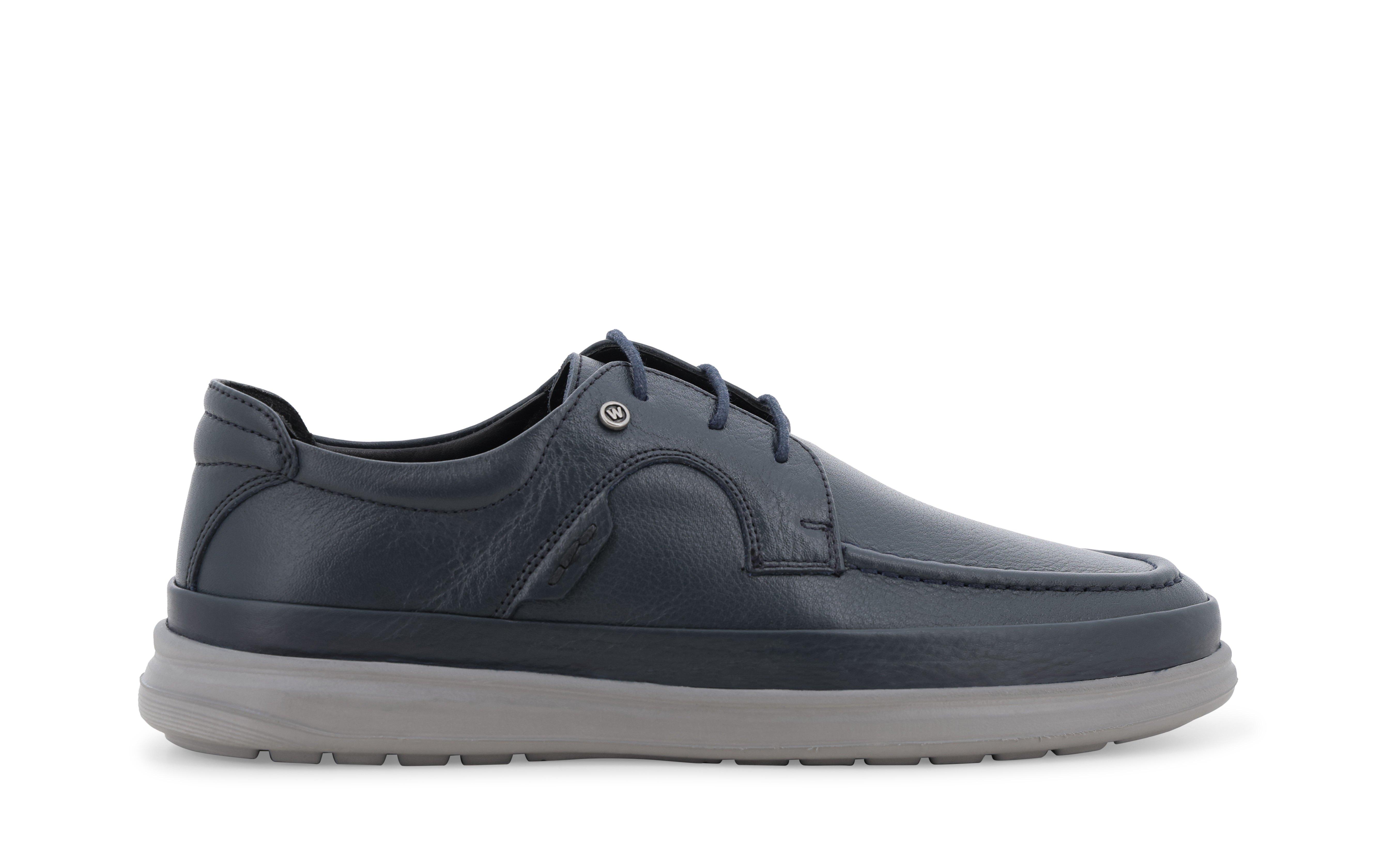 Scarpa casual uomo in pelle blu navy stile derby u56070 41