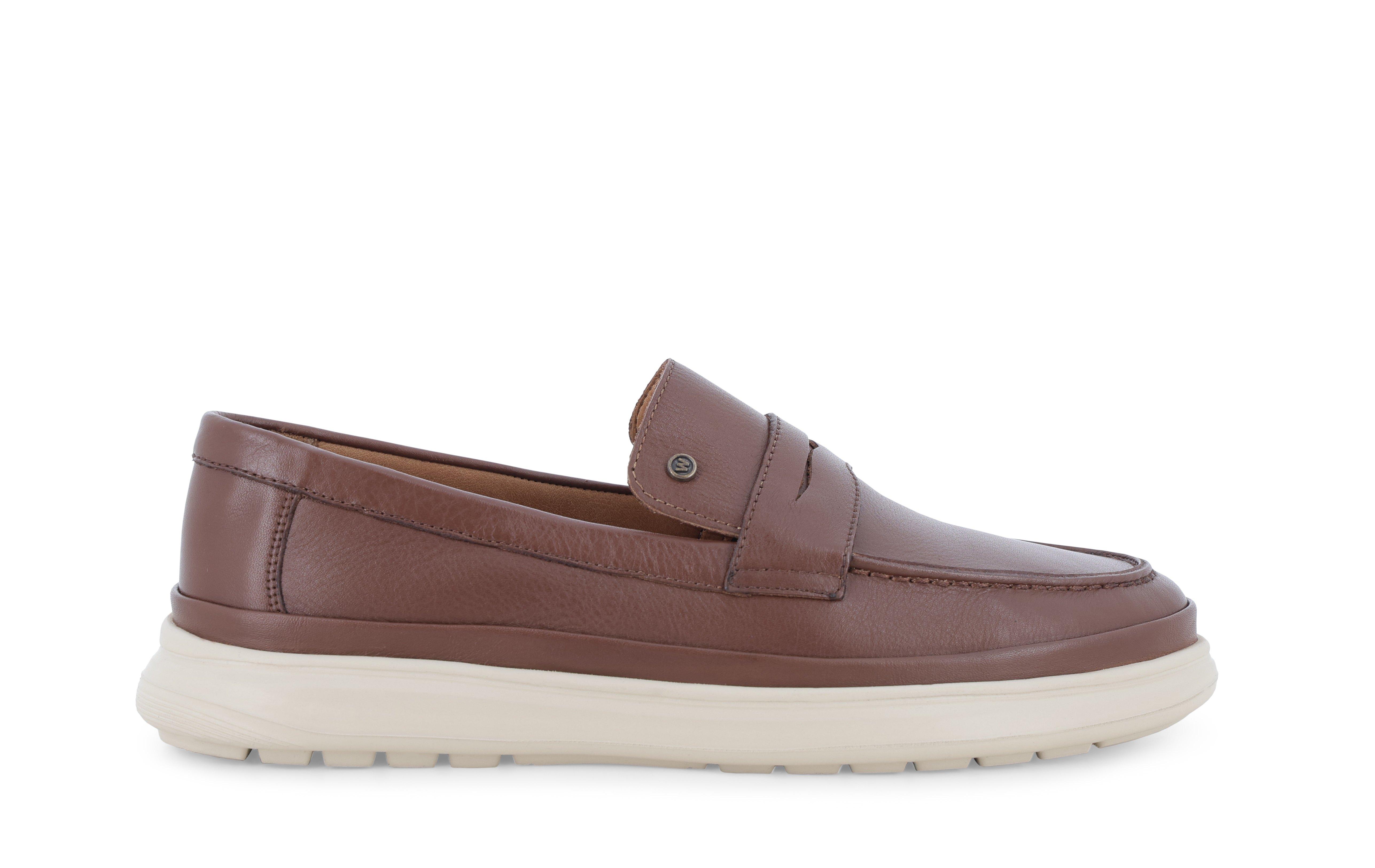 Mocassino casual uomo in pelle cuoio u56071 42