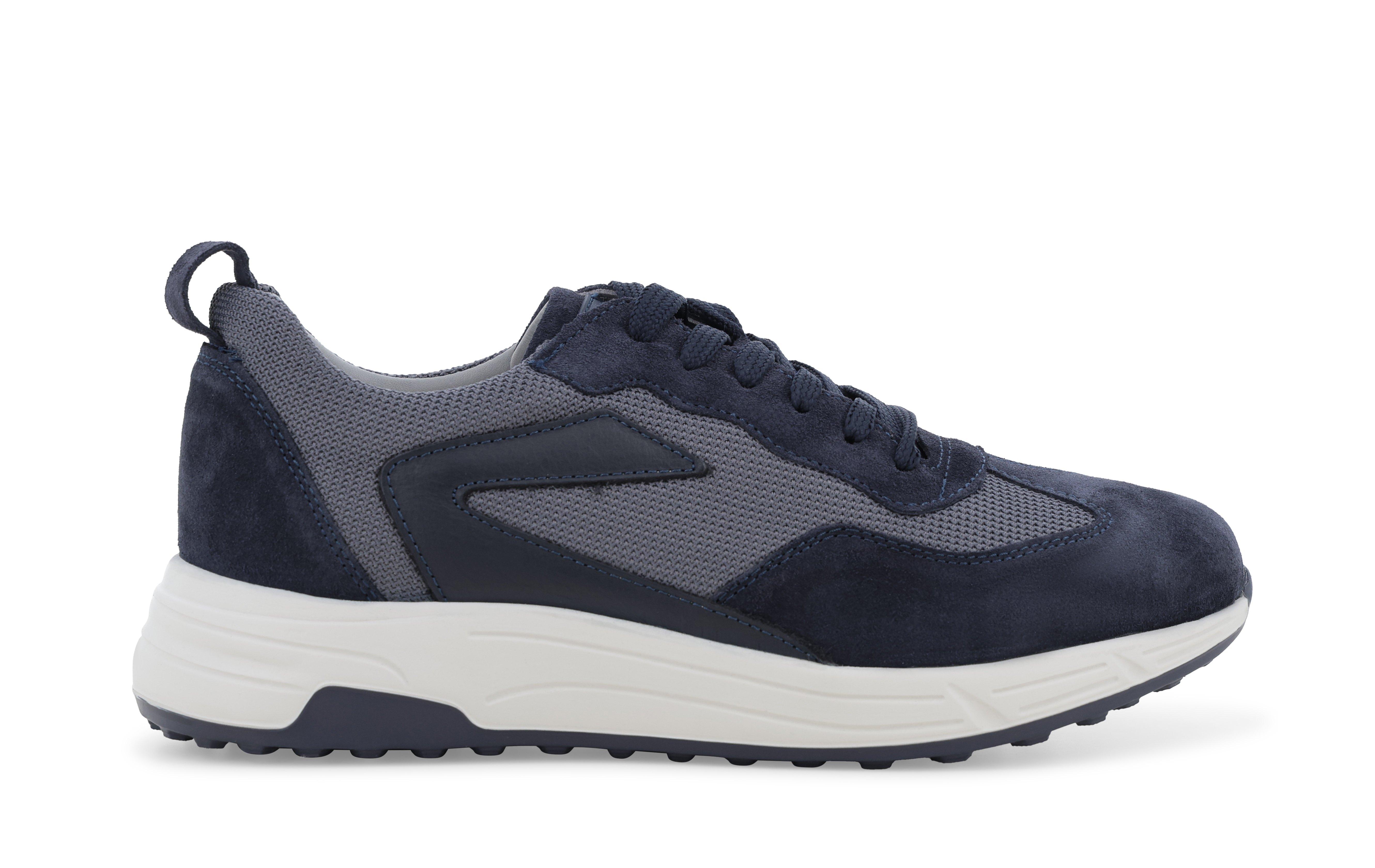 Sneakers uomo blu navy in camoscio e tessuto traspirante u56172 45