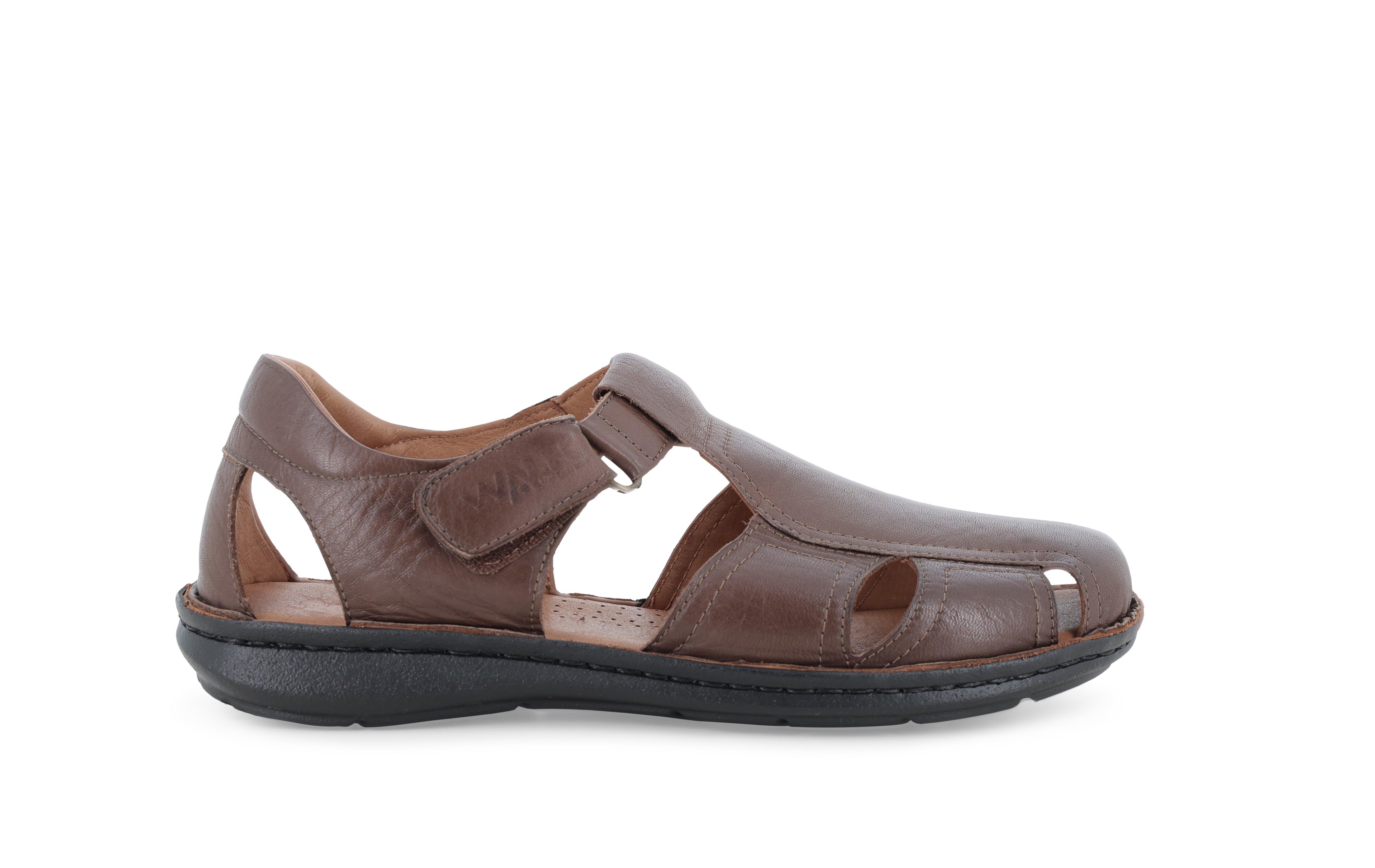 Sandalo uomo in pelle marrone u75132q