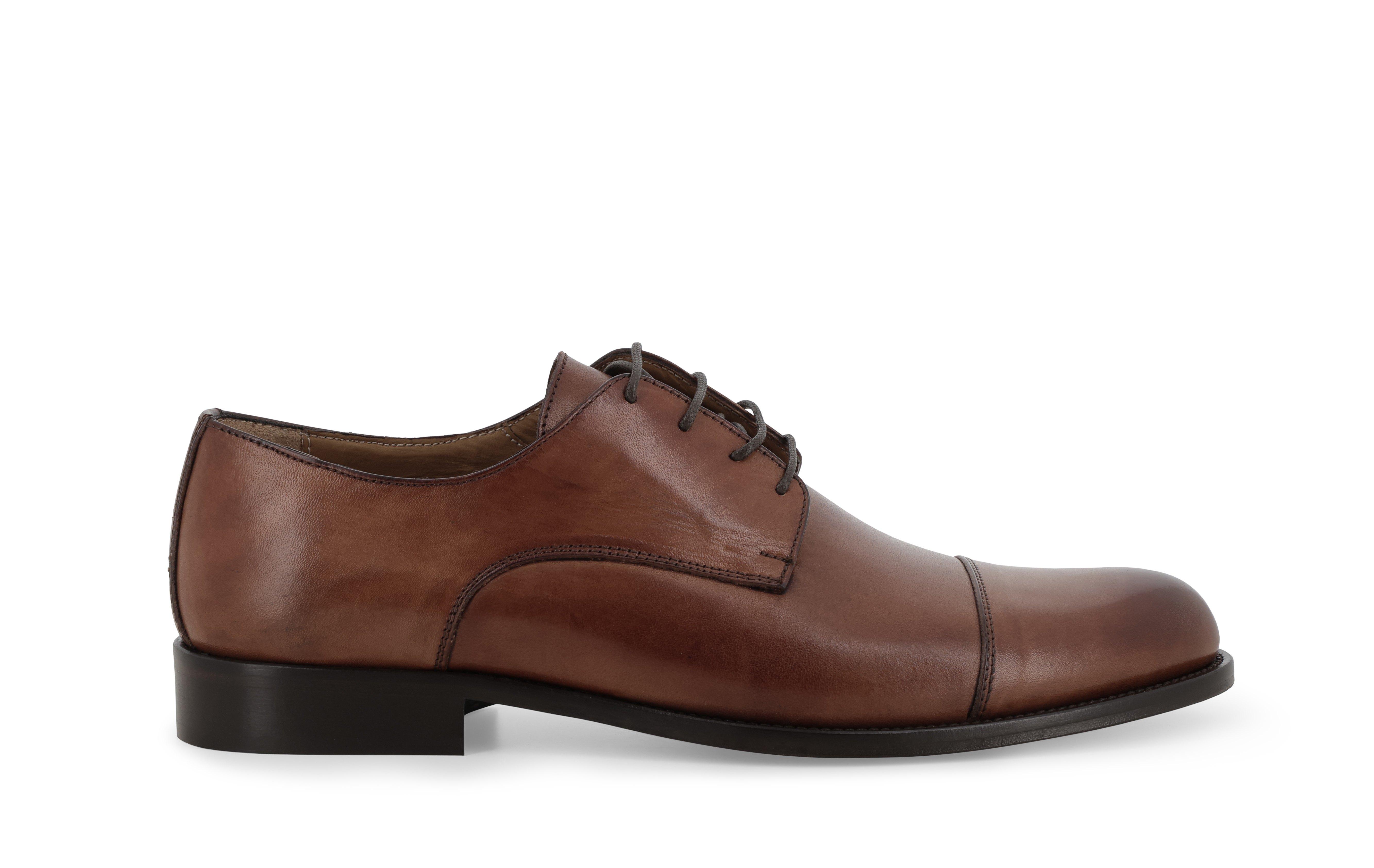 Scarpa derby cap toe in pelle cuoio anticato eleganza business casual 44