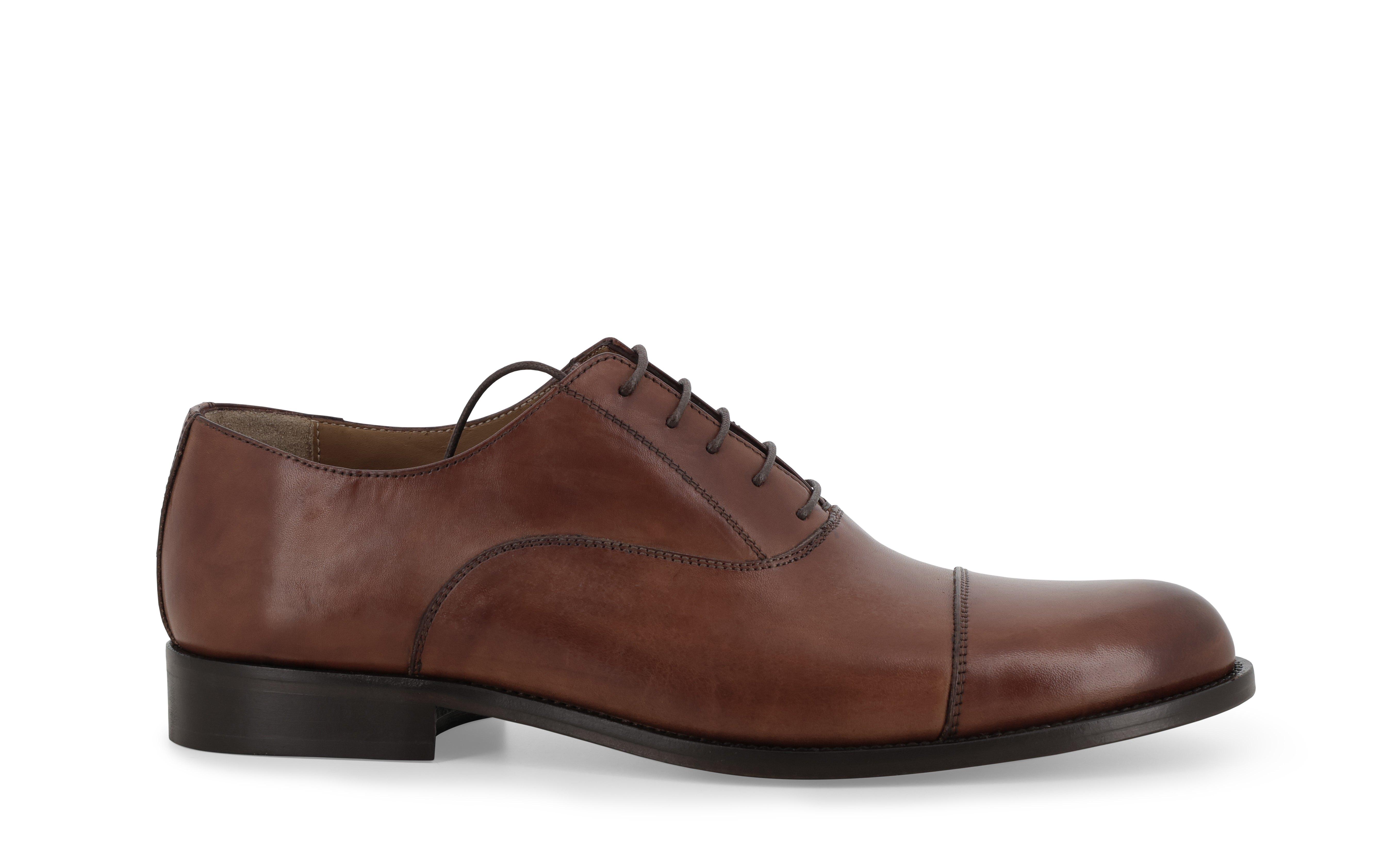 Scarpa stringata classica cap toe in pelle marrone brunito 41