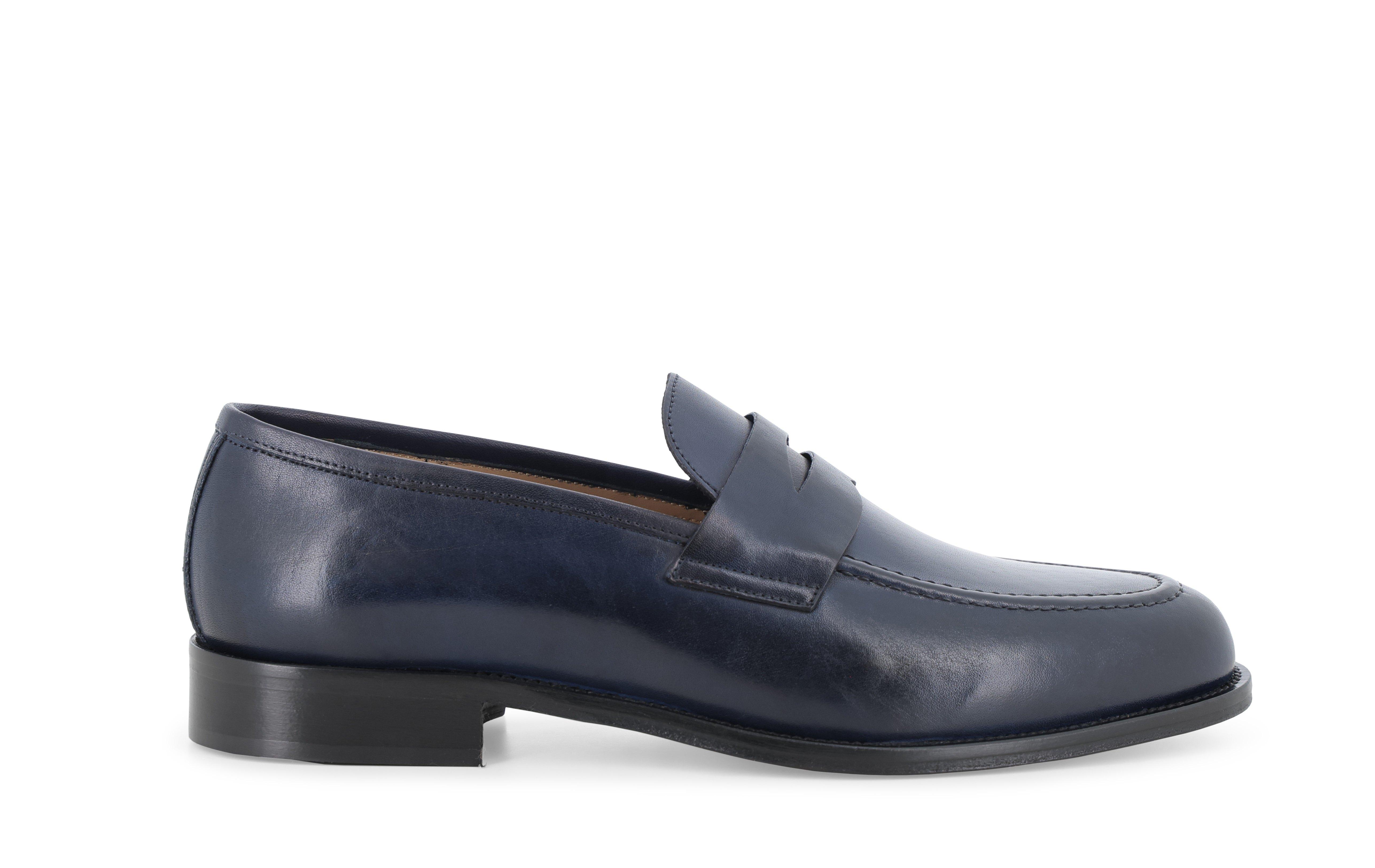 Mocassino classico uomo fondo cuorio in pelle blu notte u90608q 39