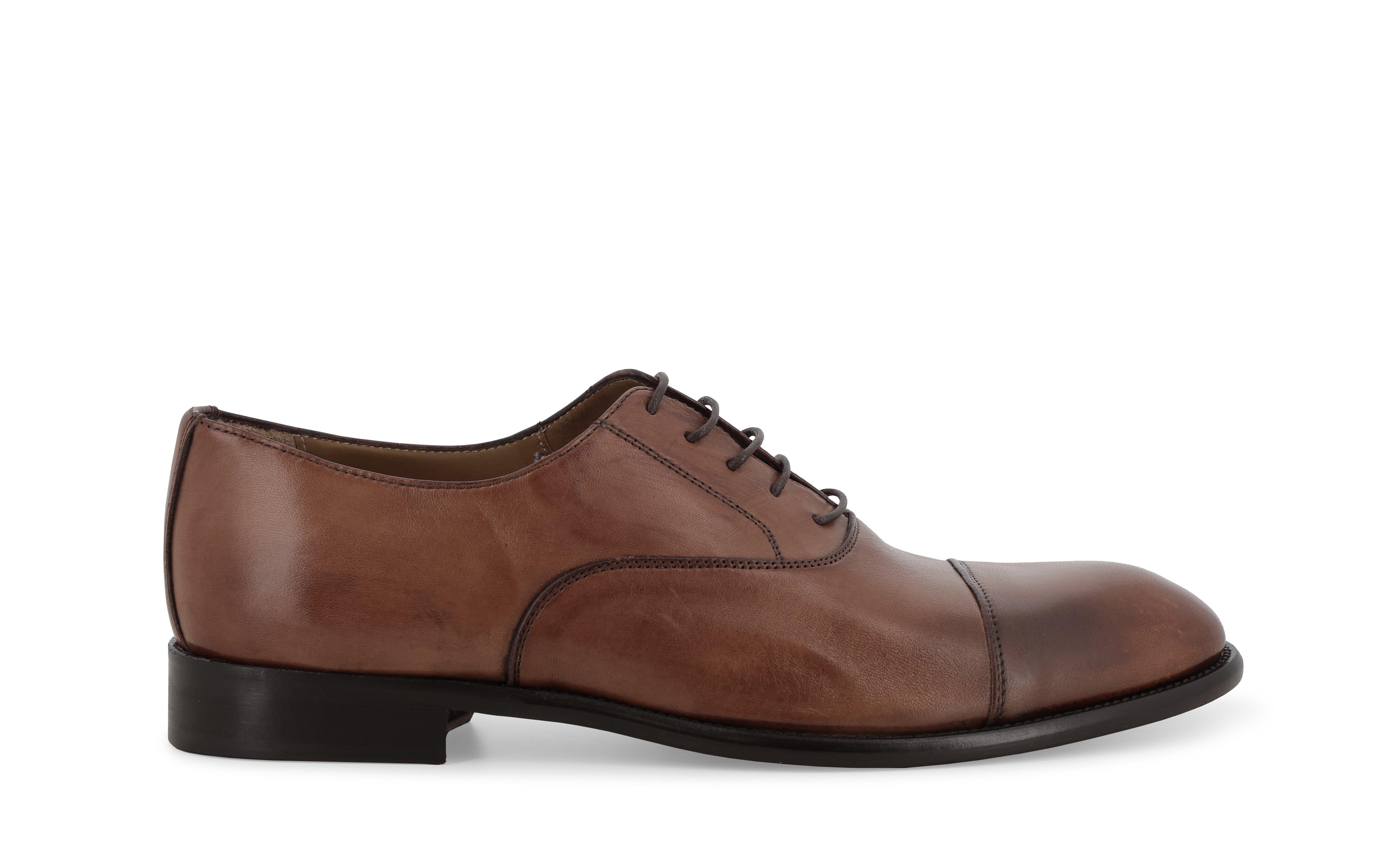 Scarpa oxford cap toe in pelle marrone cognac u90619 45