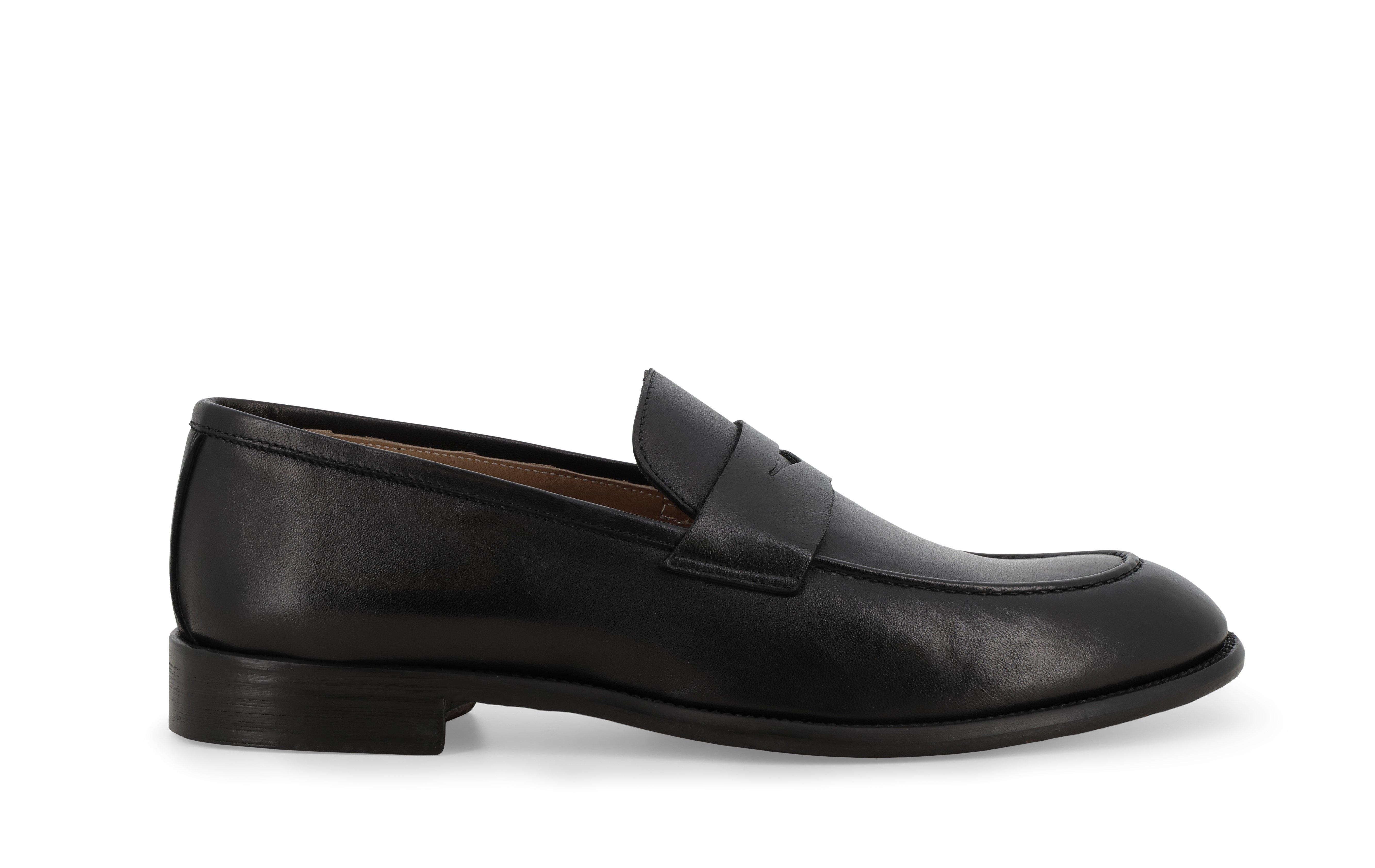Mocassino penny loafer classico in pelle nera 43