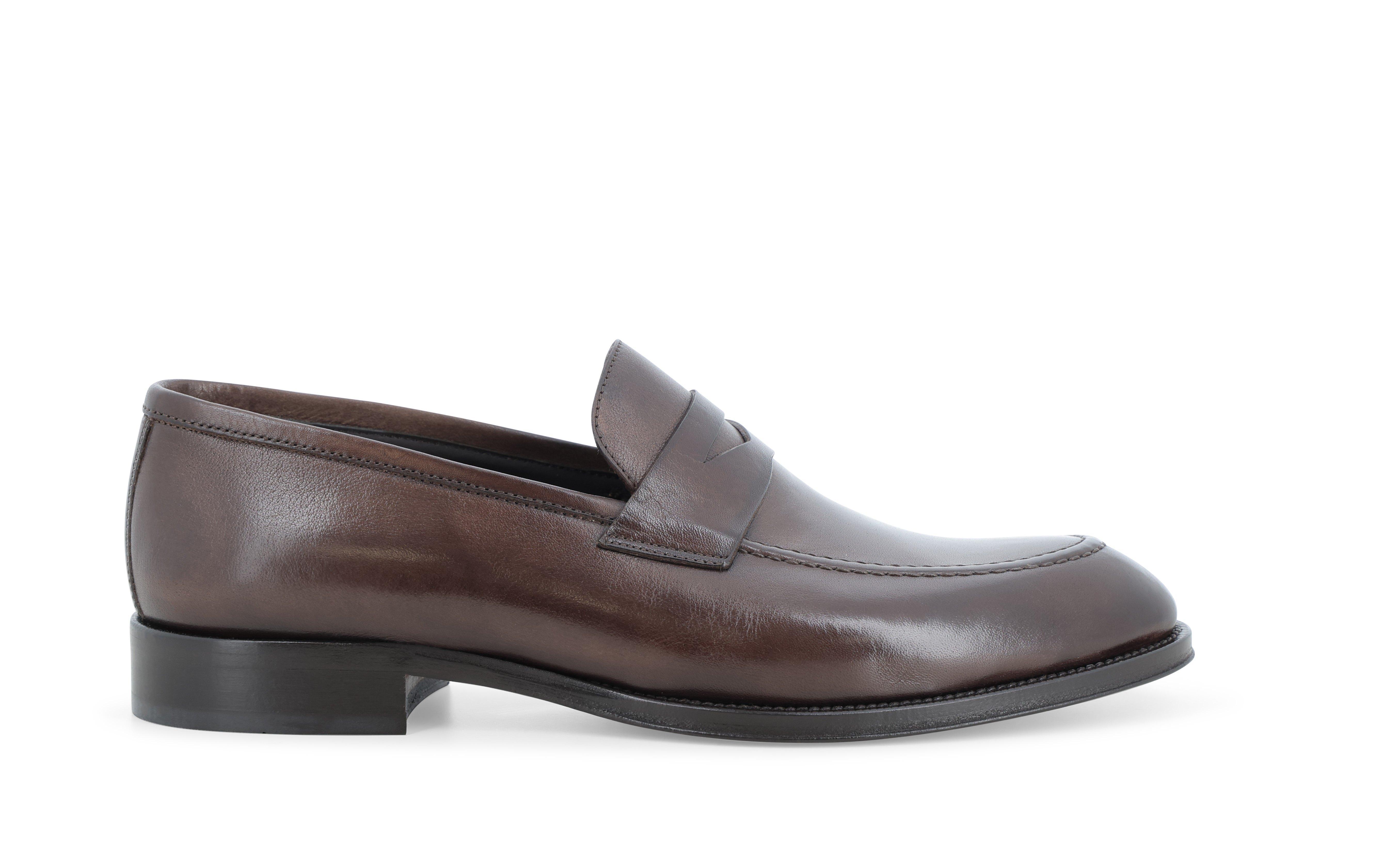 Mocassino classico penny loafer uomo in pelle marrone u90628 42
