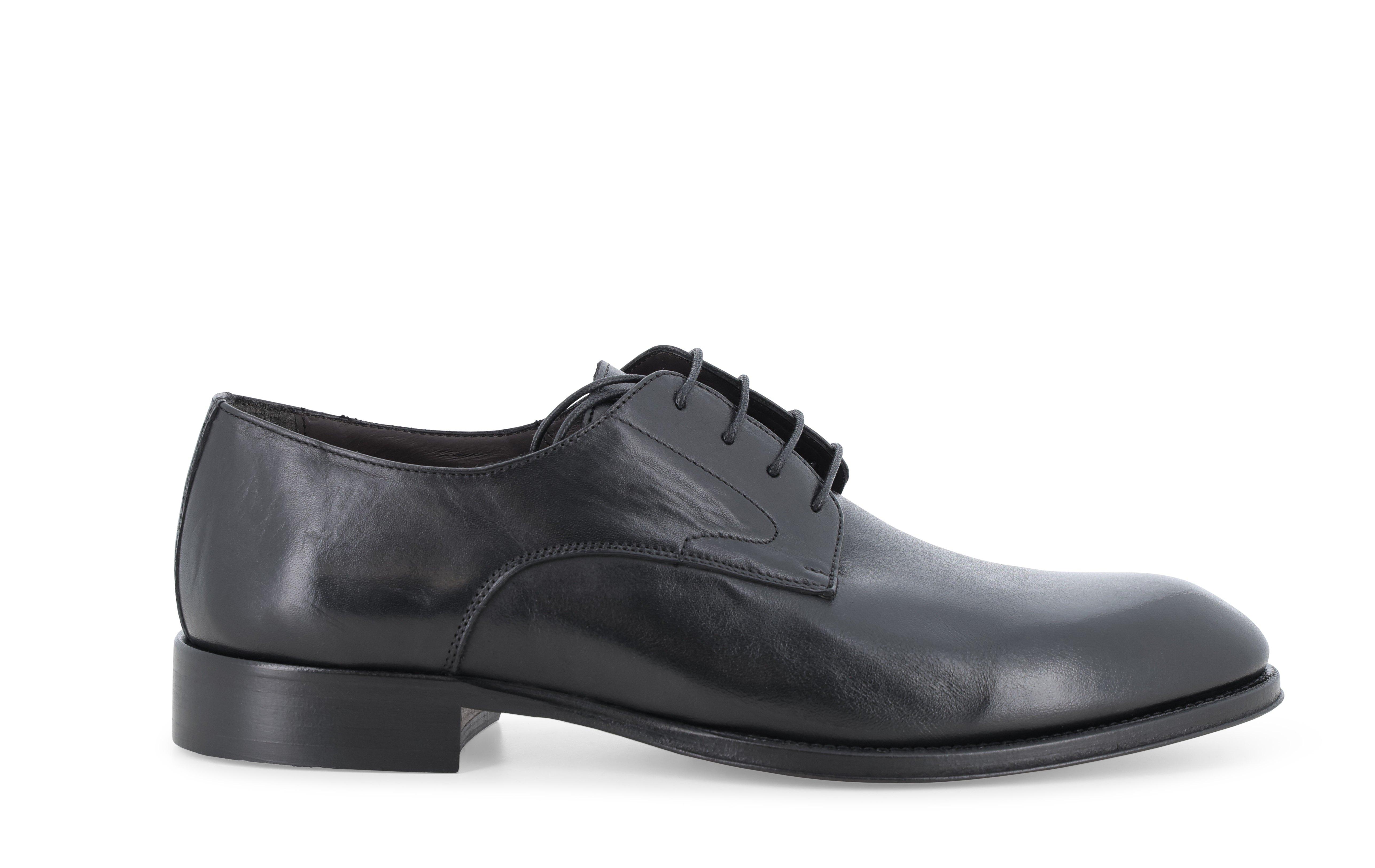 Scarpa uomo stringata liscia in pelle nappato nero u90629