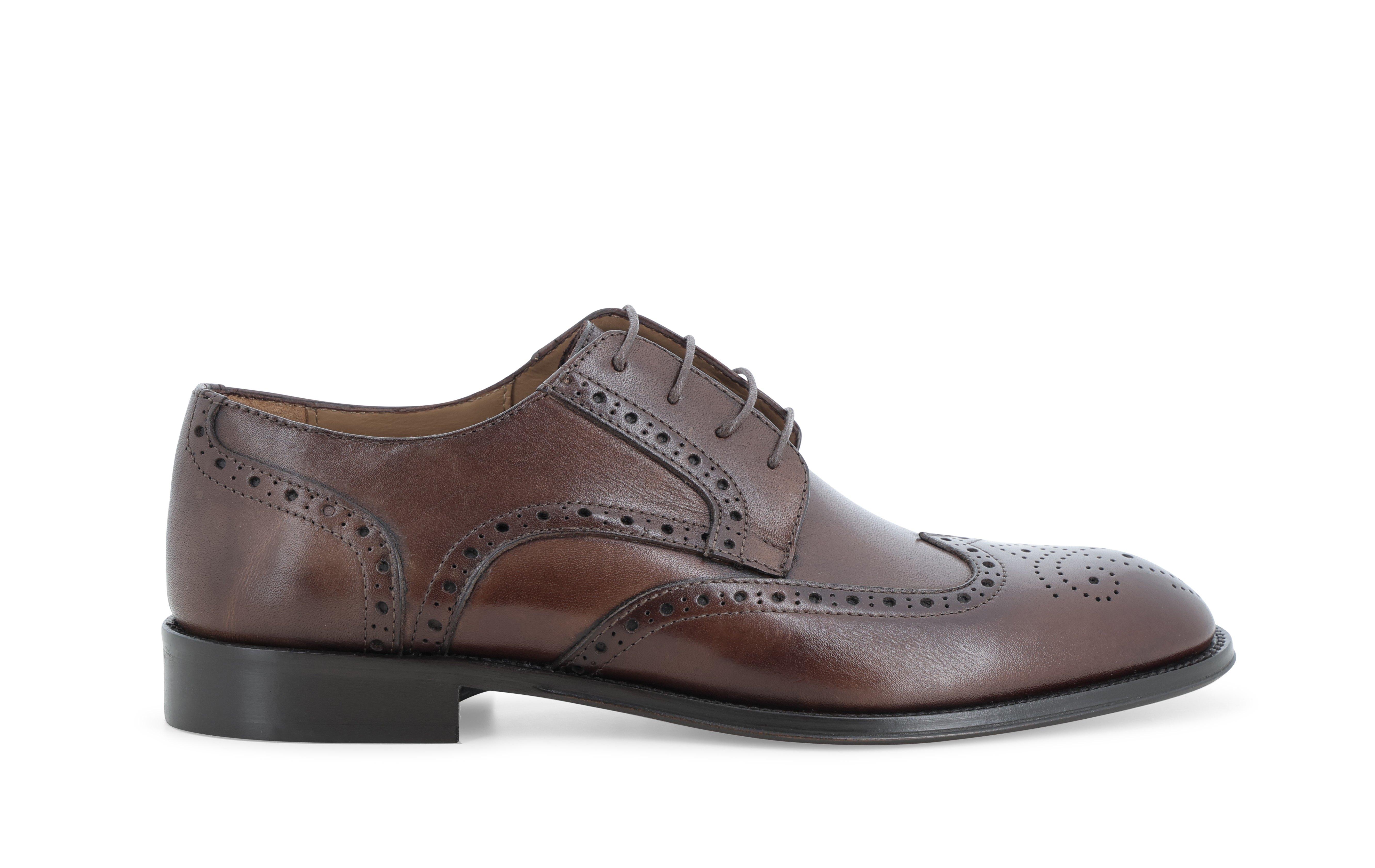 Scarpa elegante francesina stringata tipo brogue in pelle marrone u90633 44
