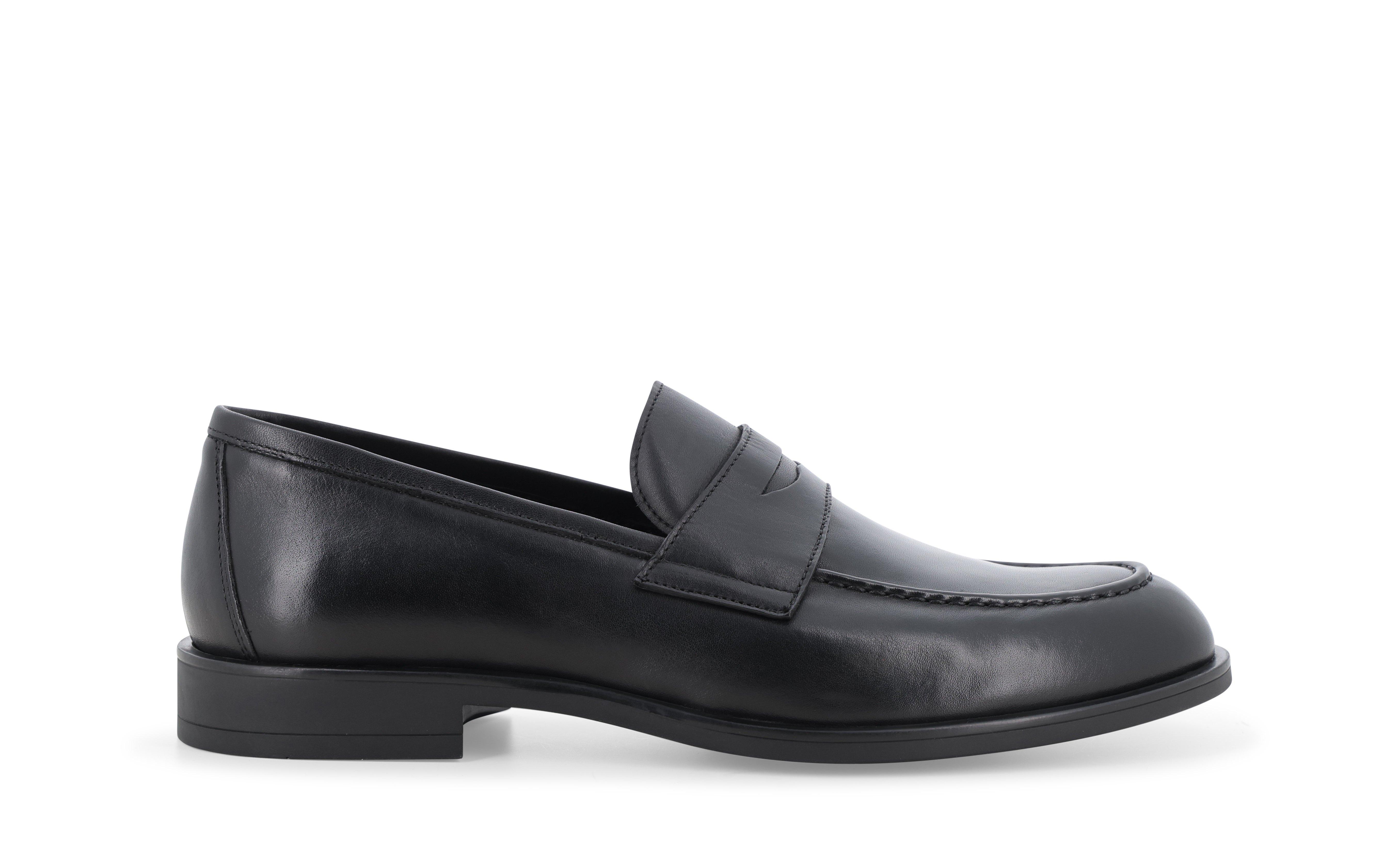 Mocassino college penny loafer in pelle nera liscia u90803 45