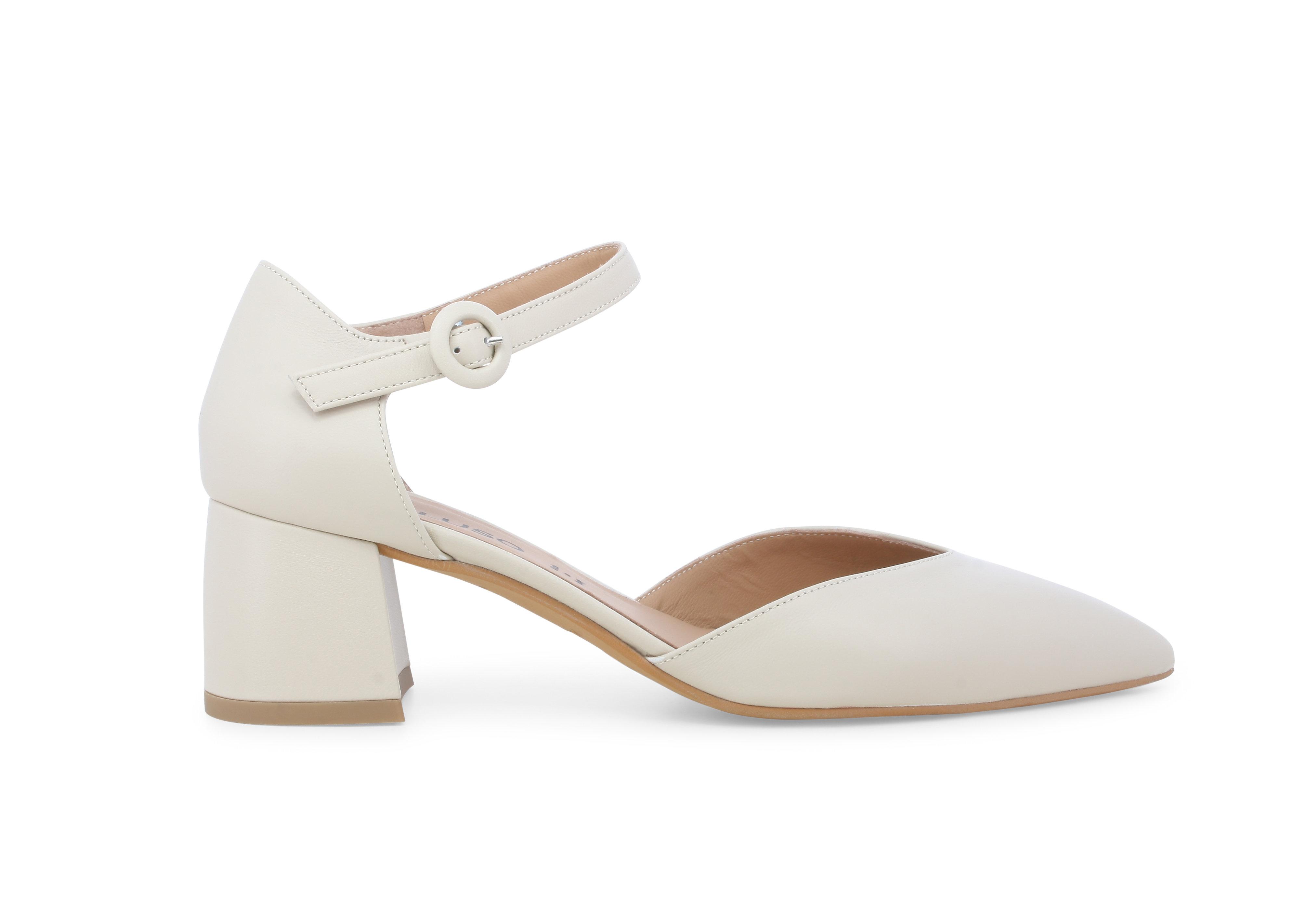 Décolleté donna con cinturino in pelle beige v308q 36