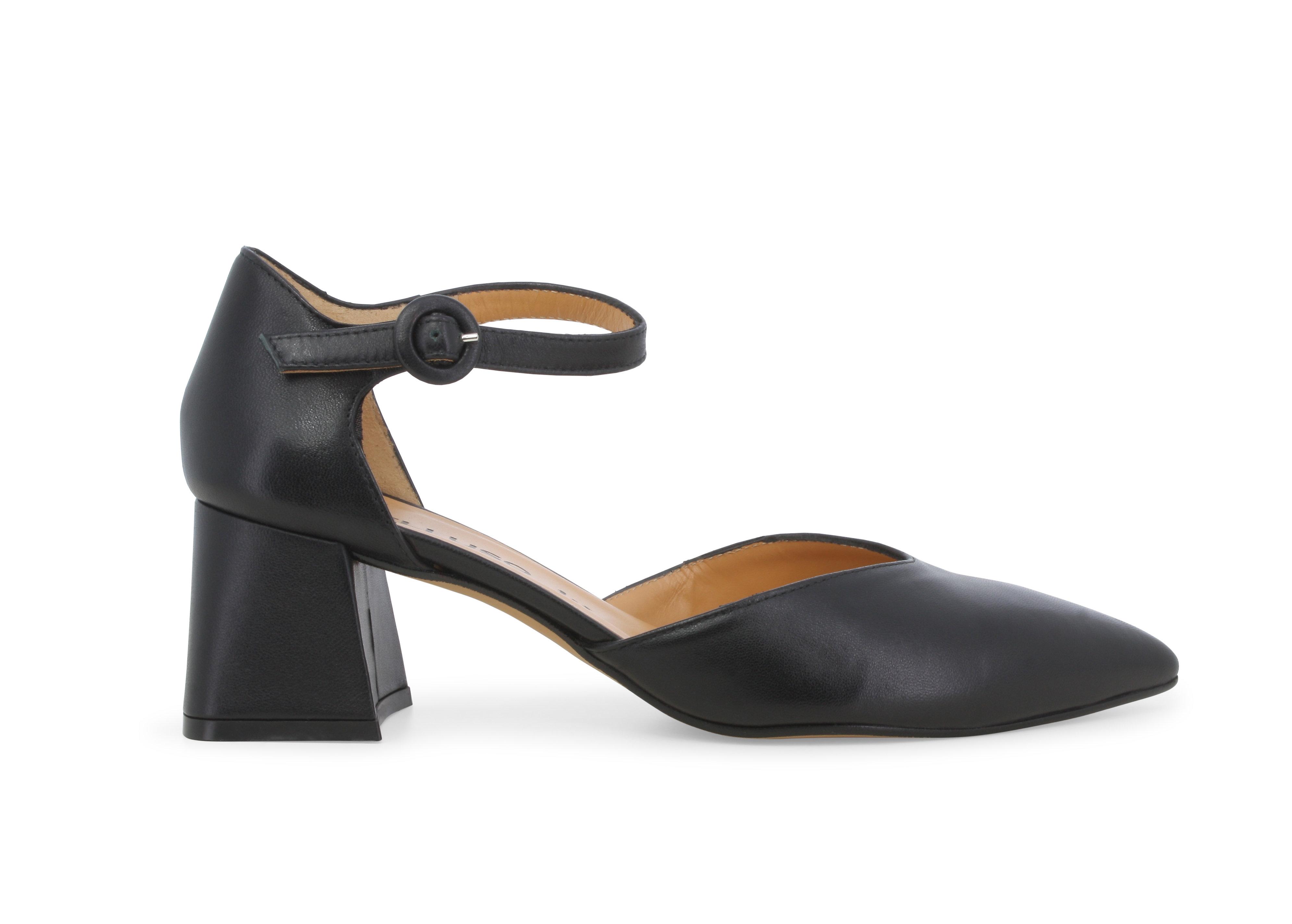 Décolleté donna con cinturino in pelle nero v308q 35