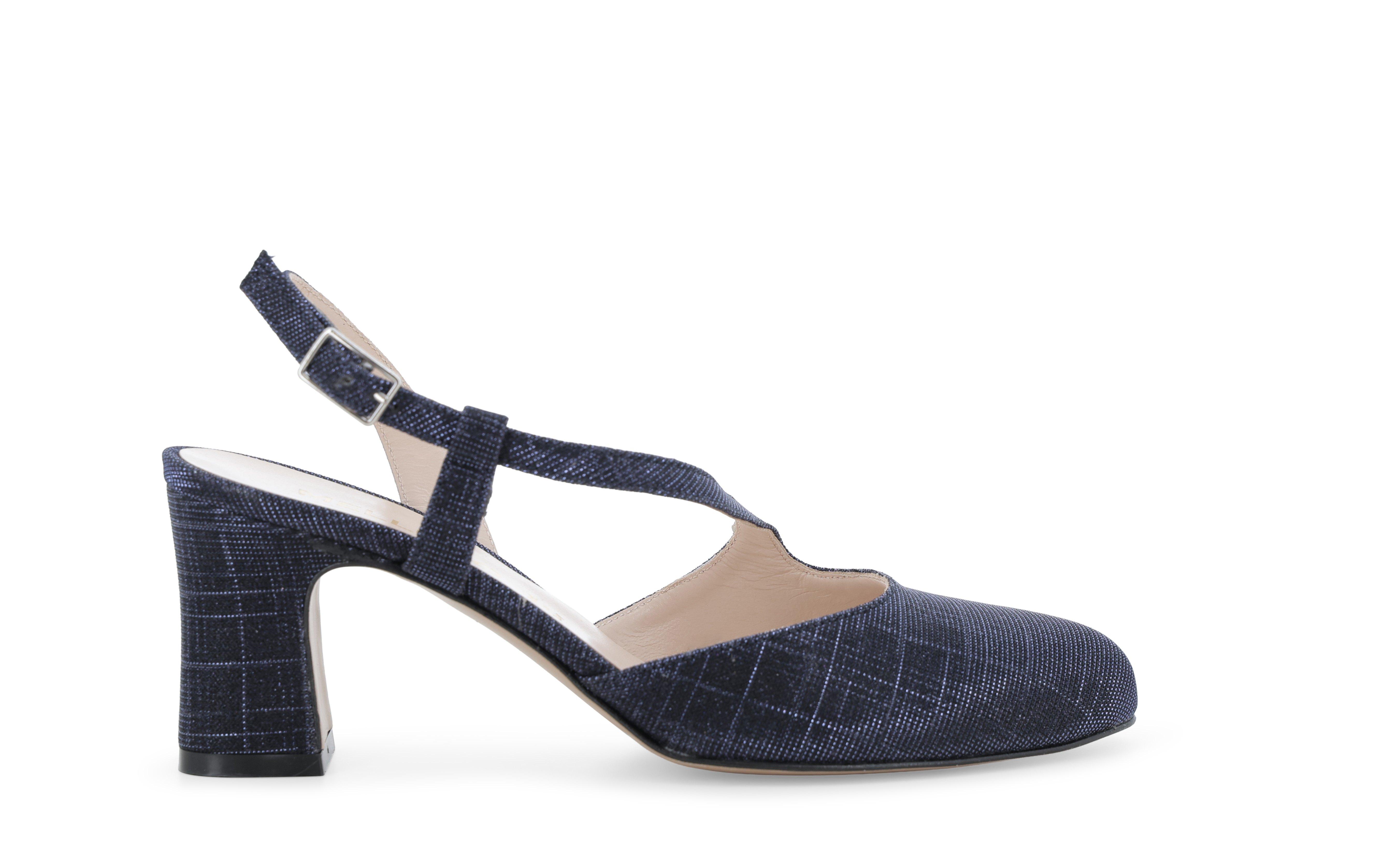 Slingback brillante incrociata in tessuto blu navy x517Q 37