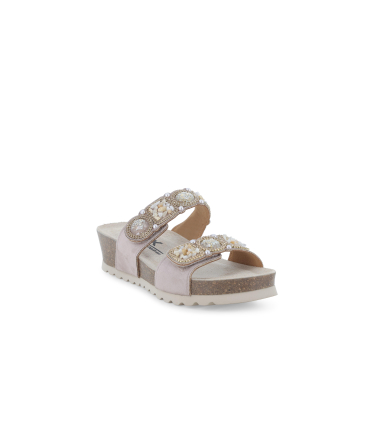 Sandalo donna in camoscio suede beige taope 018182