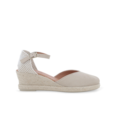 Espadrillas con zeppa in corda e tomaia in camoscio beige 018206q