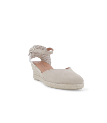 Espadrillas con zeppa in corda e tomaia in camoscio beige 018206q
