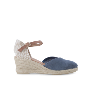 Espadrillas con zeppa in corda e tomaia in camoscio jeans 018206q