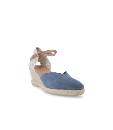 Espadrillas con zeppa in corda e tomaia in camoscio jeans 018206q