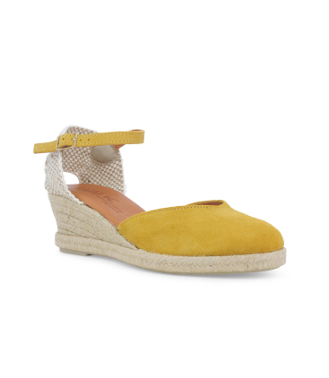 Espadrillas con zeppa in corda e tomaia in camoscio giallo 018206q