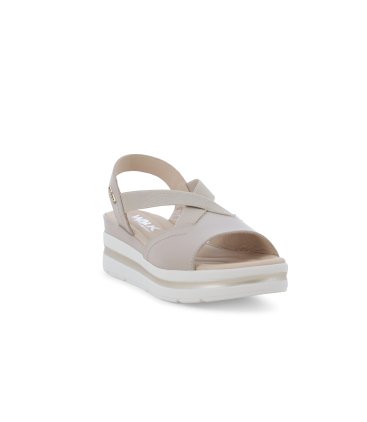 Sandalo sportivo con zeppa platform e fasce elastiche beige 019243q