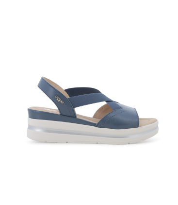 Sandalo sportivo con zeppa platform e fasce elastiche blu jeans 019243q