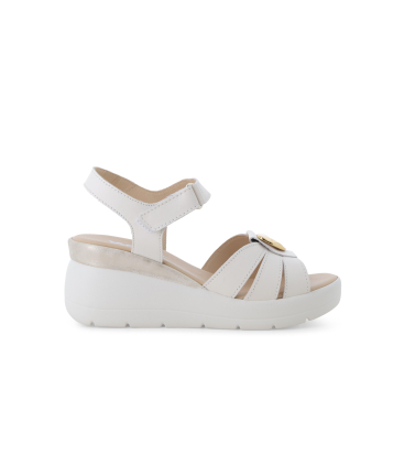 Sandalo donna comodo il pelle bianco 019276