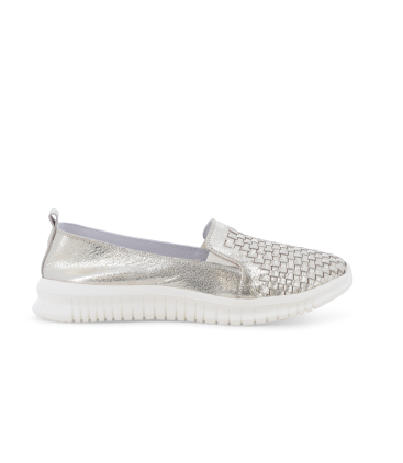 Sneaker slip-on intrecciata color platino 055043q