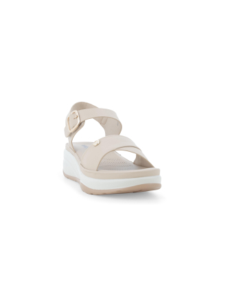 Sandalo in tessuto scamosciato con velcro regolabile beige 094102