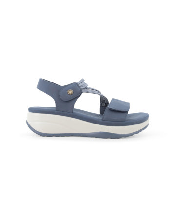 Sandalo in tessuto scamosciato con velcro regolabile blu navy 094103