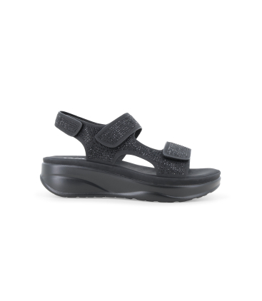 Sandalo in tessuto scamosciato con velcro regolabile nero 094105