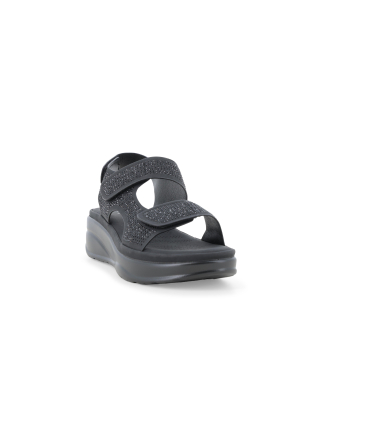 Sandalo in tessuto scamosciato con velcro regolabile nero 094105