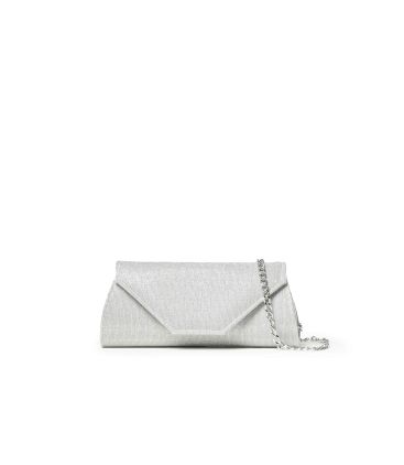 Pochette elegante argento glitter con tracolla a catena bj034q