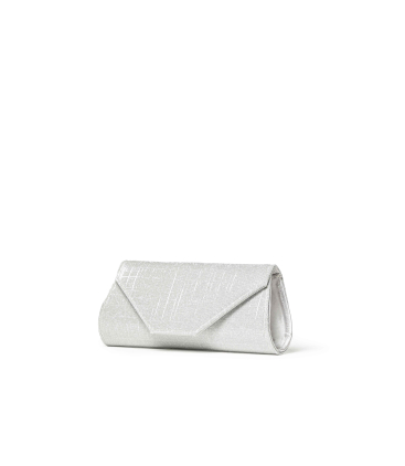 Pochette elegante argento glitter con tracolla a catena bj034q